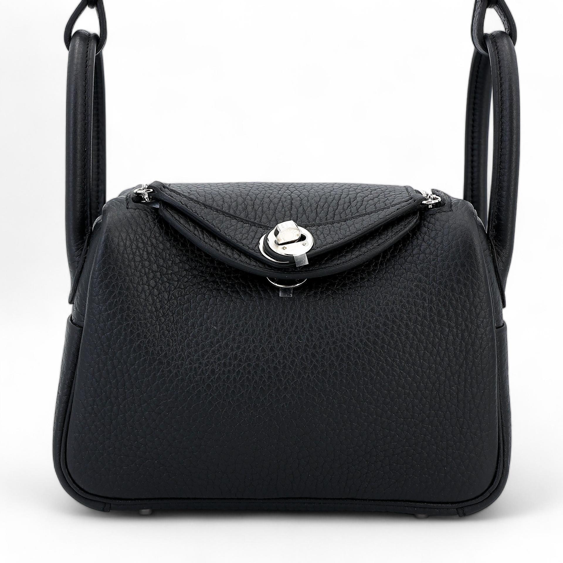 Brand New ( Rank N ) HERMÈS Mini Lindy II Black (89) Clemence Palladium hardware W (2024) - 1