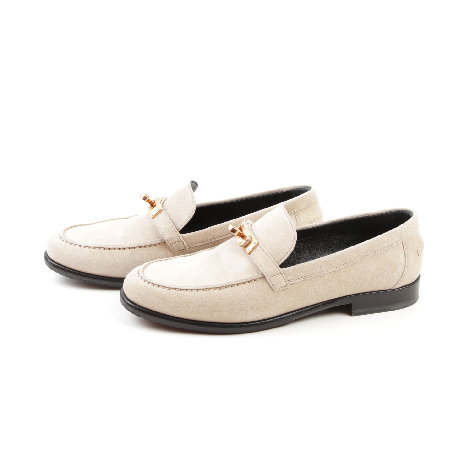 Good ( Rank AB) HERMÈS Destin loafer Beige Rose Gold hardware - 6