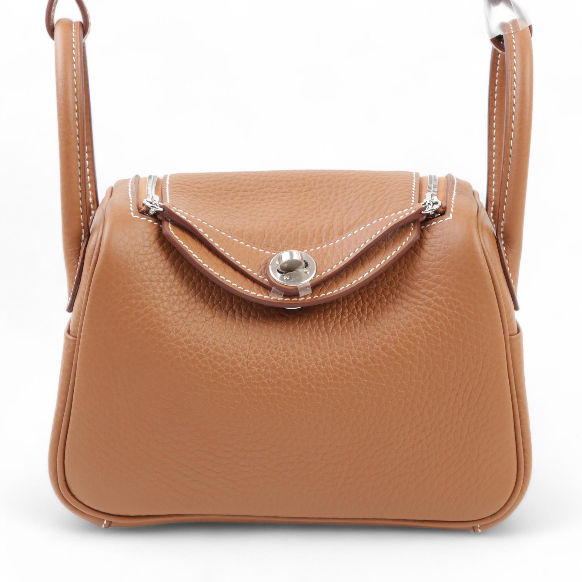 Brand New ( Rank N ) HERMÈS Mini Lindy Gold (37) Clemence Palladium hardware W (2024) - 1