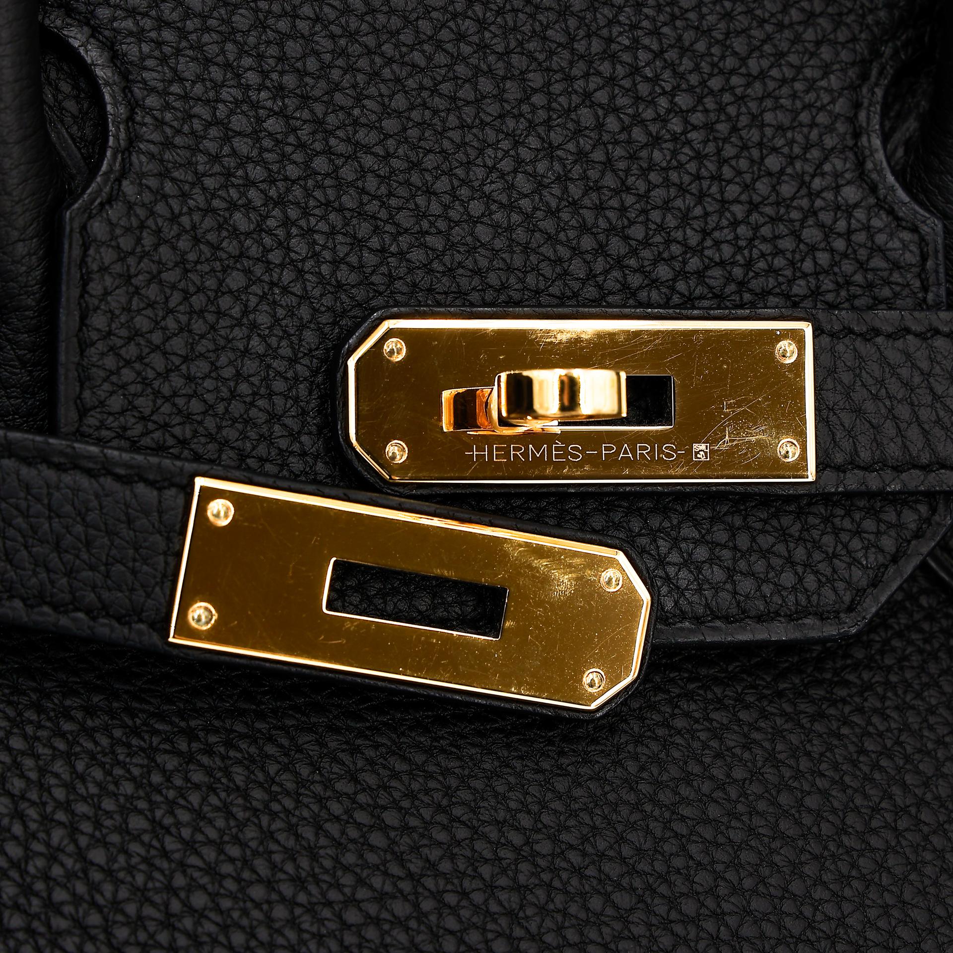 Very Good ( Rank A) HERMÈS Birkin 30 Black (89) Togo Rose Gold hardware D (2019) - 8