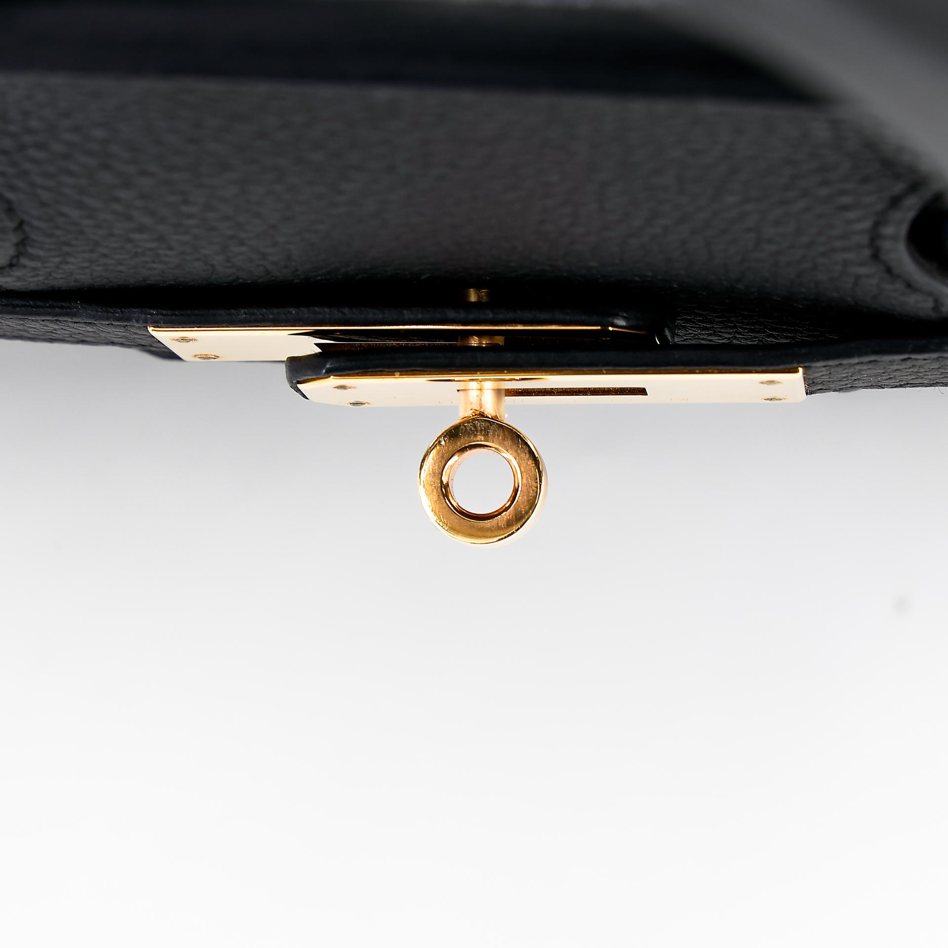 Very Good ( Rank A) HERMÈS Birkin 30 Black (89) Togo Rose Gold hardware D (2019) - 9