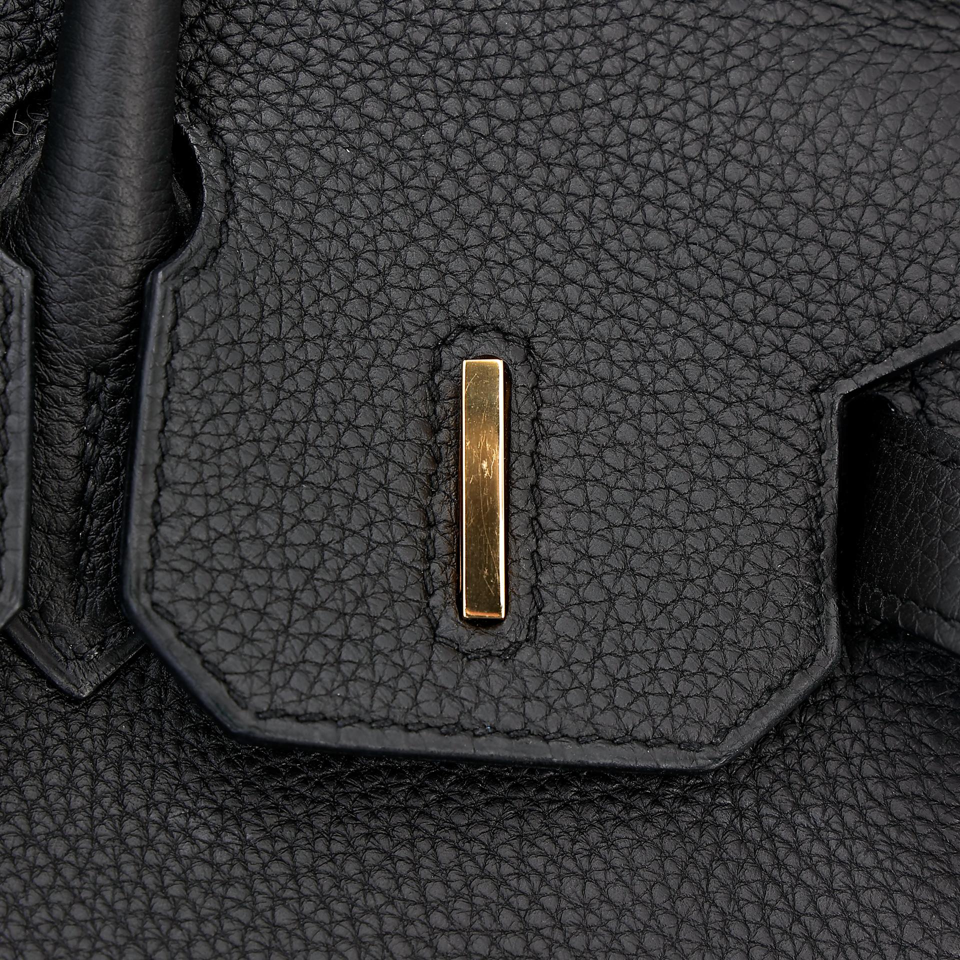 Very Good ( Rank A) HERMÈS Birkin 30 Black (89) Togo Rose Gold hardware D (2019) - 12