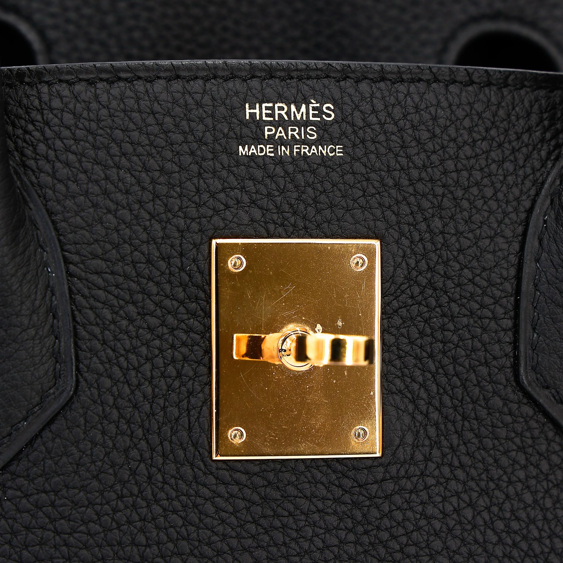 Very Good ( Rank A) HERMÈS Birkin 30 Black (89) Togo Rose Gold hardware D (2019) - 13