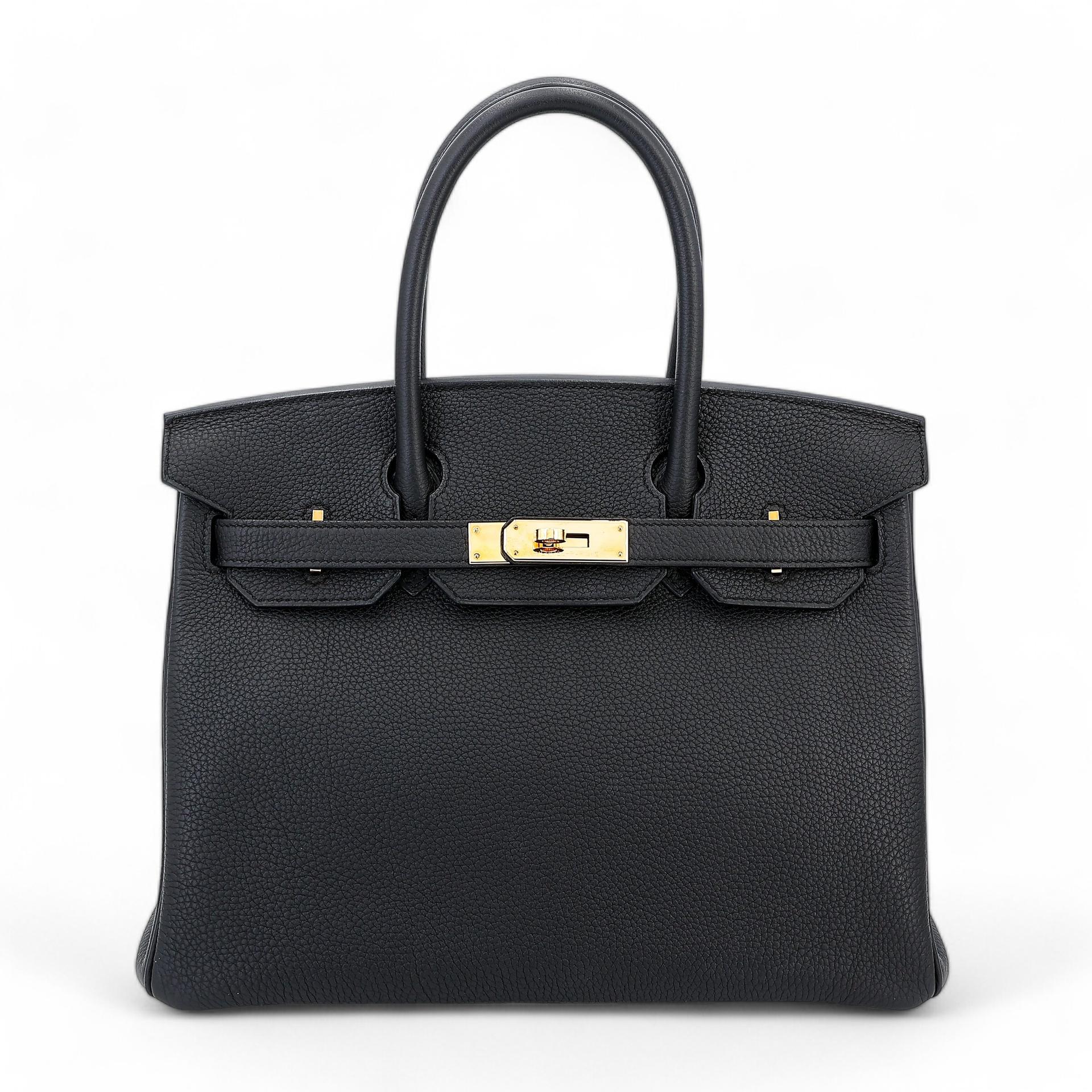 Very Good ( Rank A) HERMÈS Birkin 30 Black (89) Togo Rose Gold hardware D (2019) - 1