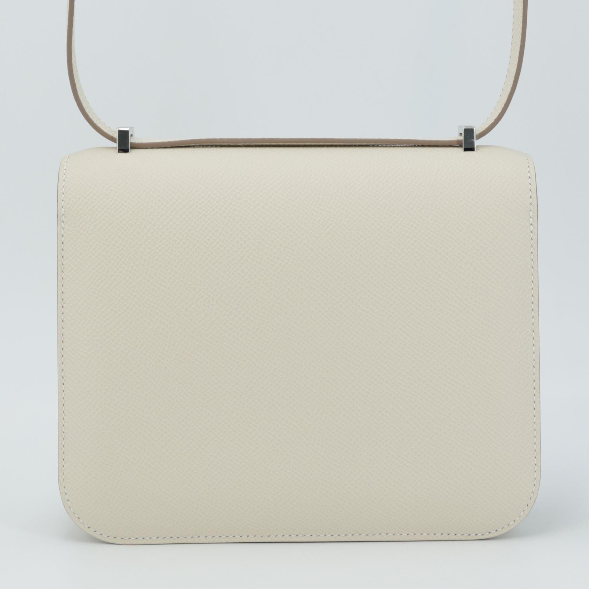 Brand New ( Rank N ) HERMÈS Constance Mini Craie (10) Epsom Palladium hardware W (2024) - 2