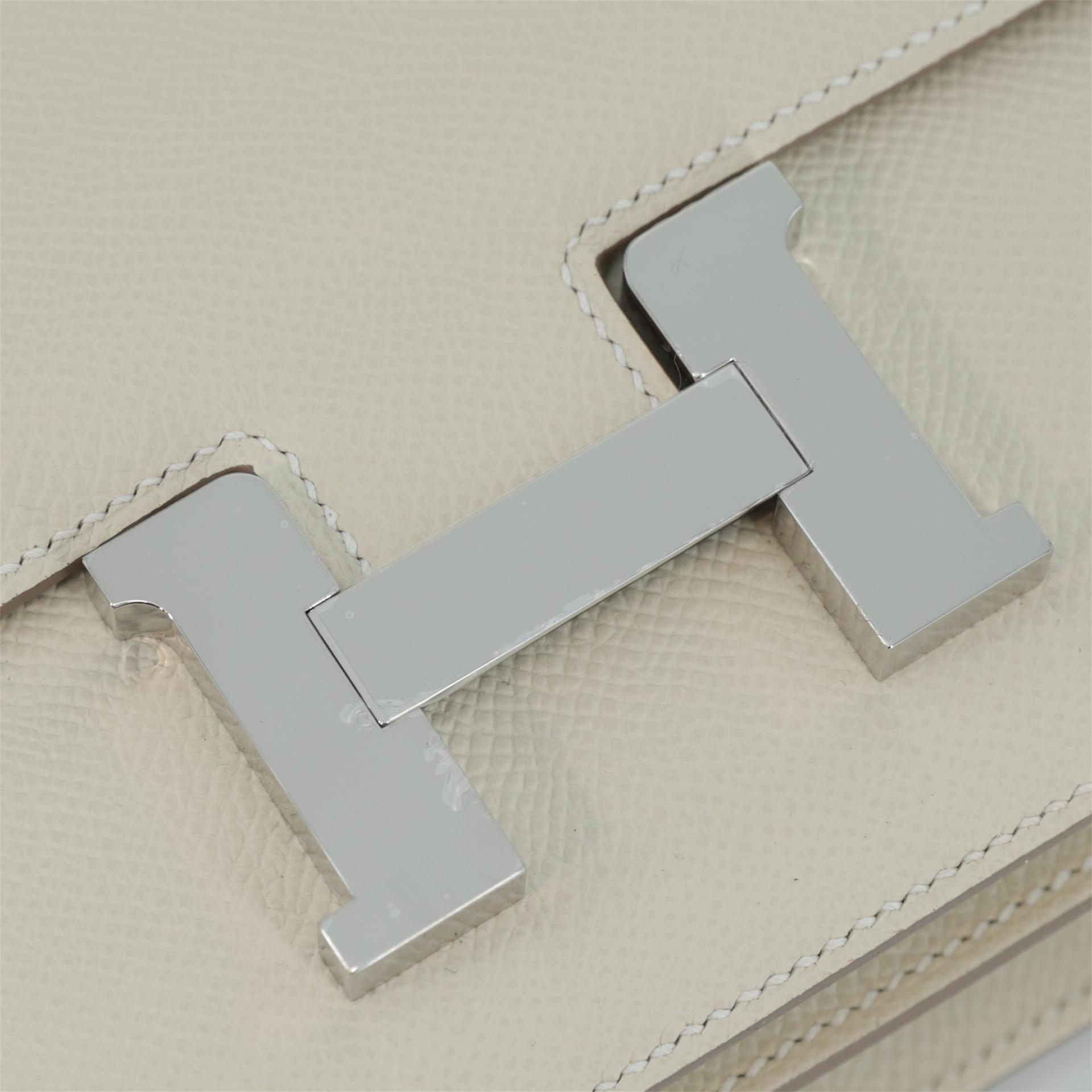 Brand New ( Rank N ) HERMÈS Constance Mini Craie (10) Epsom Palladium hardware W (2024) - 8