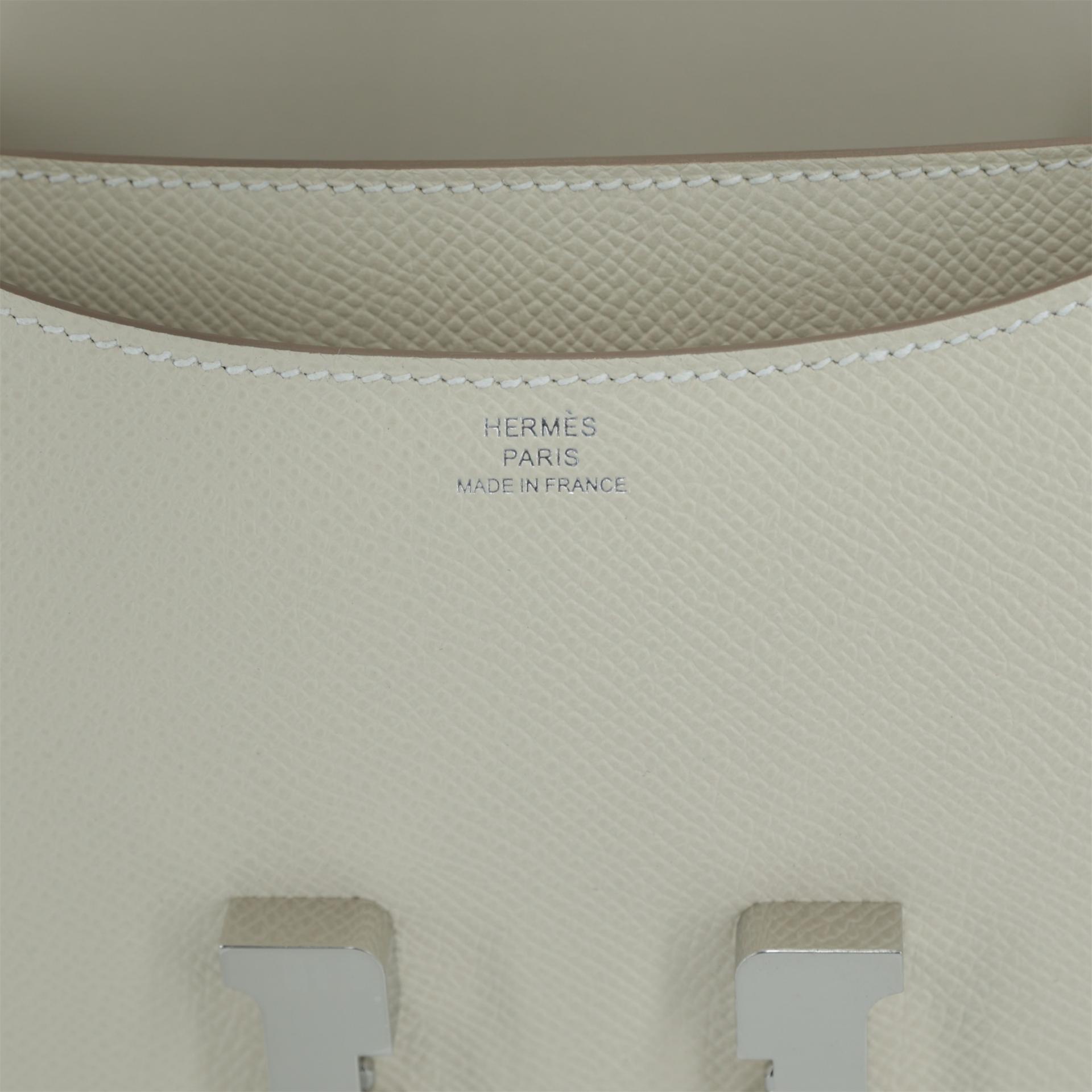 Brand New ( Rank N ) HERMÈS Constance Mini Craie (10) Epsom Palladium hardware W (2024) - 11