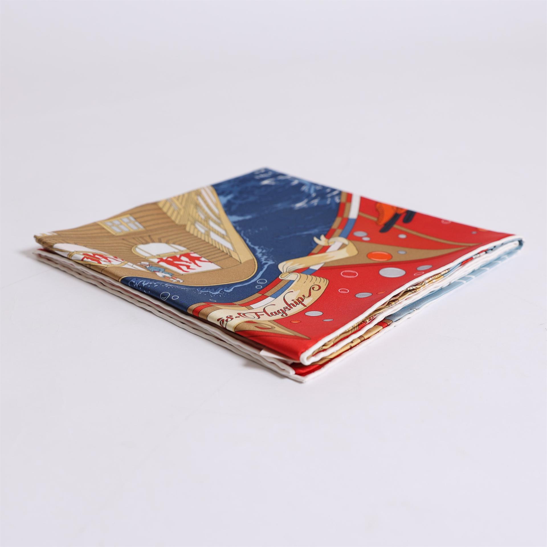 Brand New ( Rank N ) HERMÈS Carre 90 scarf Flagship Blue Red Silk - 3