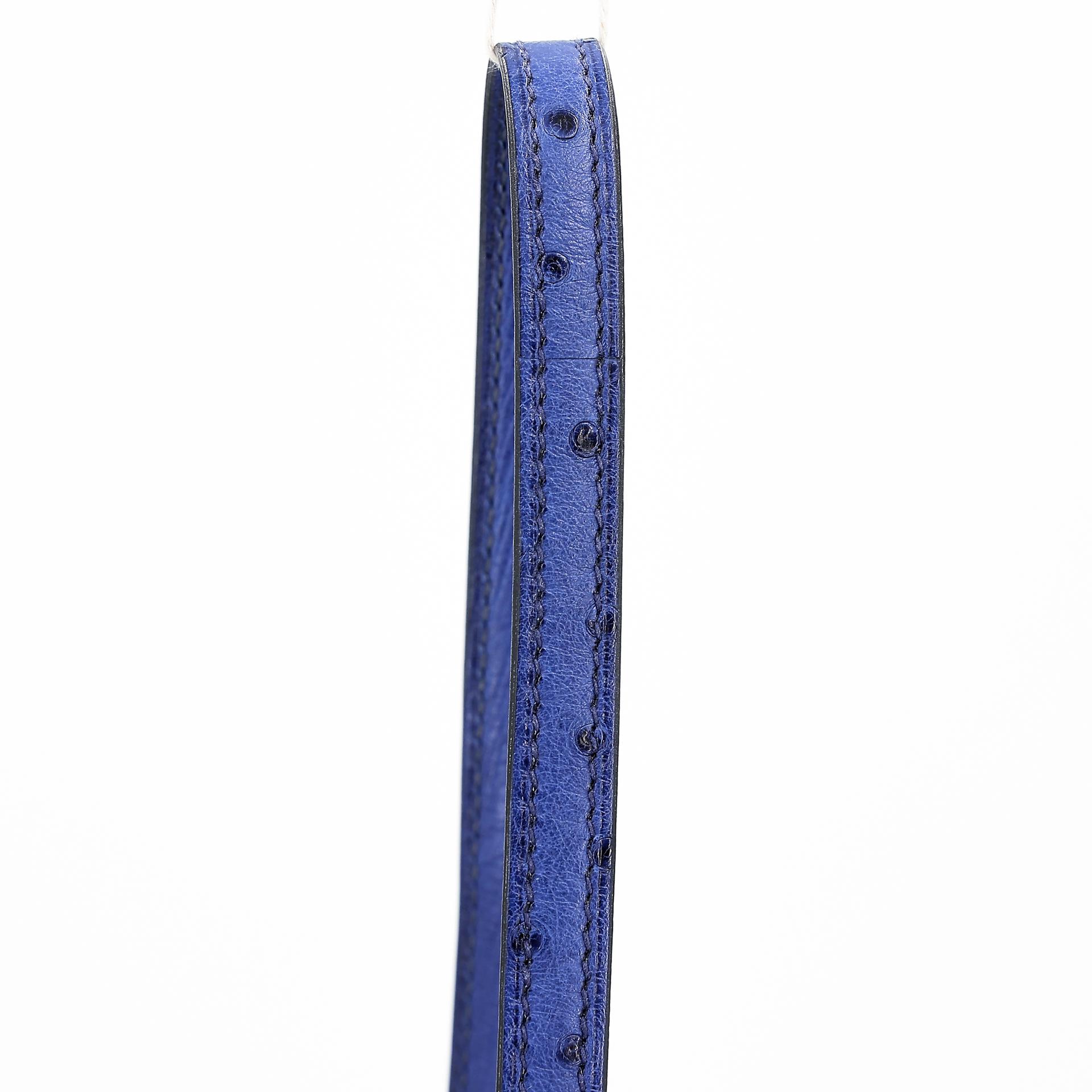 Very Good ( Rank A) HERMÈS Roulis Mini Bleu Saphir (73) Ostrich Permabrass hardware C (2018) - 3