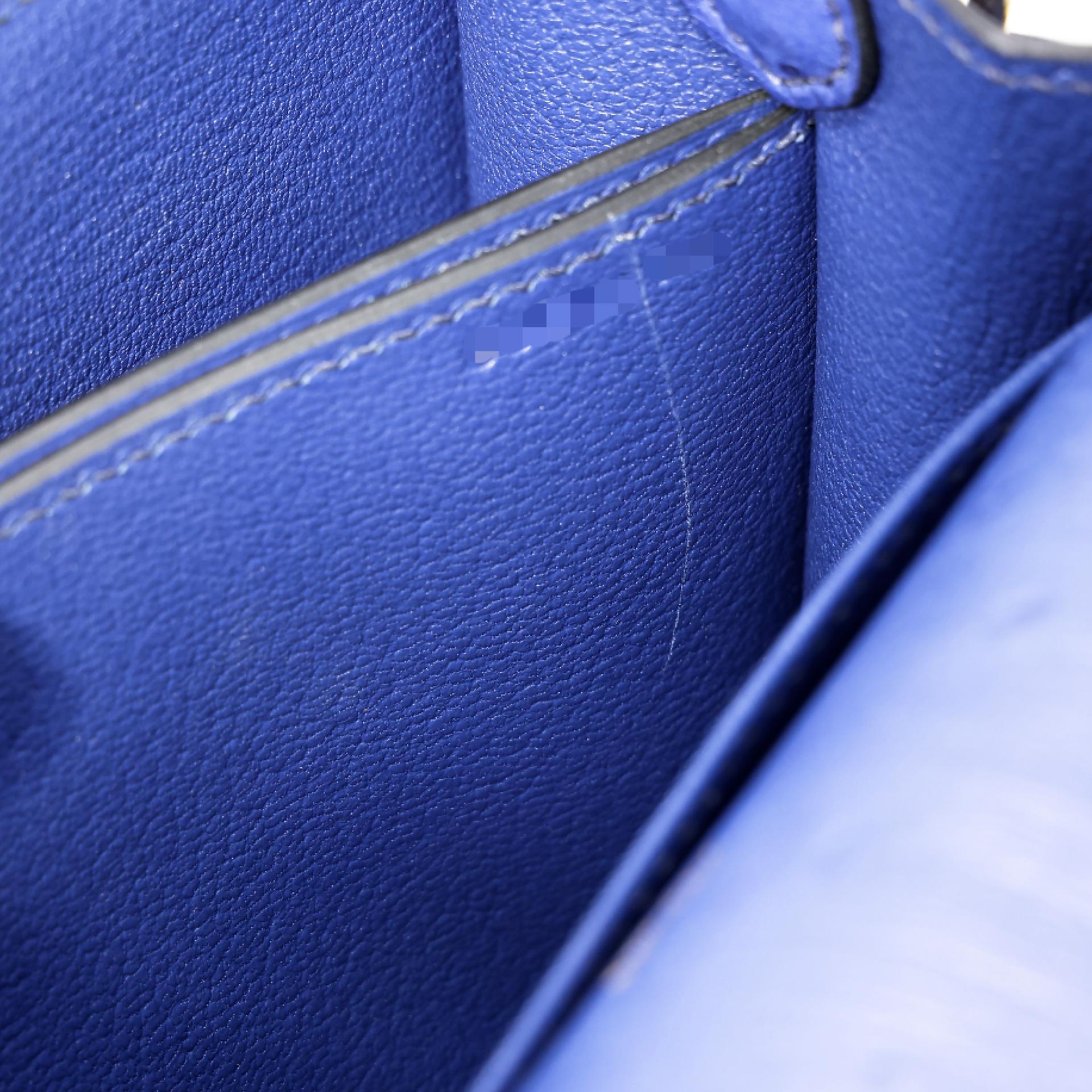 Very Good ( Rank A) HERMÈS Roulis Mini Bleu Saphir (73) Ostrich Permabrass hardware C (2018) - 19