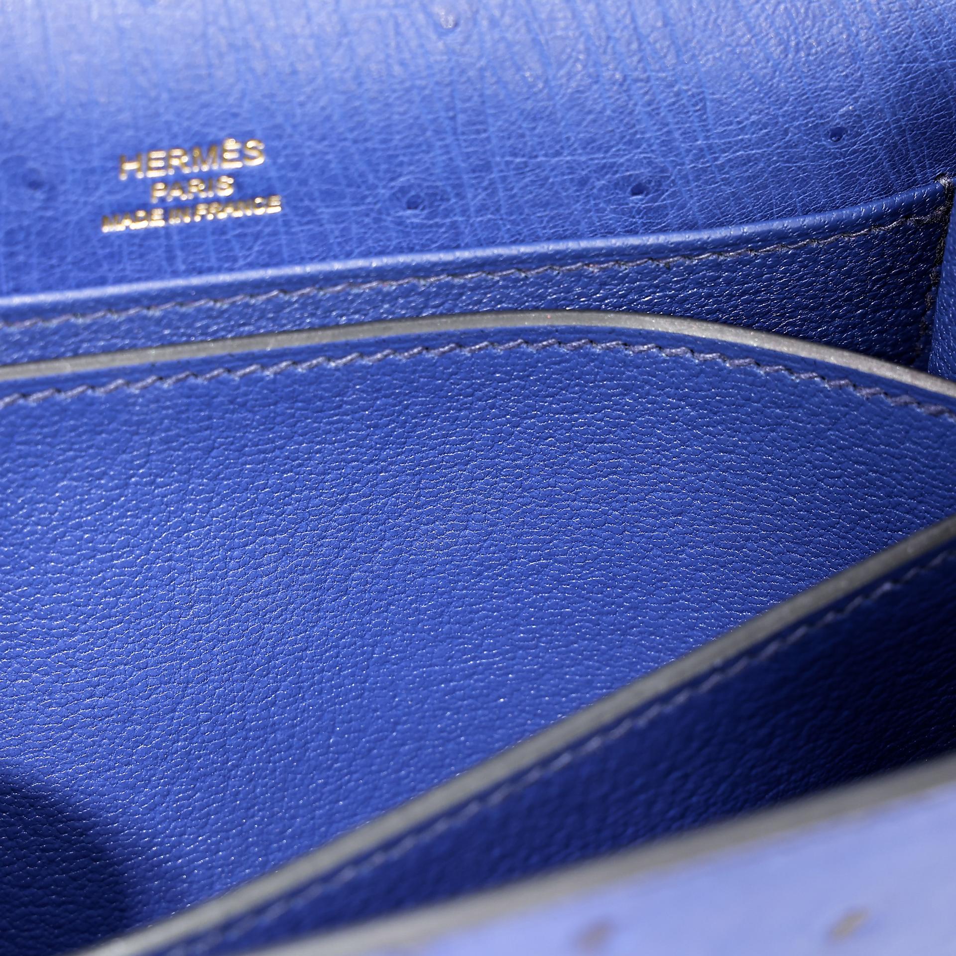 Very Good ( Rank A) HERMÈS Roulis Mini Bleu Saphir (73) Ostrich Permabrass hardware C (2018) - 14