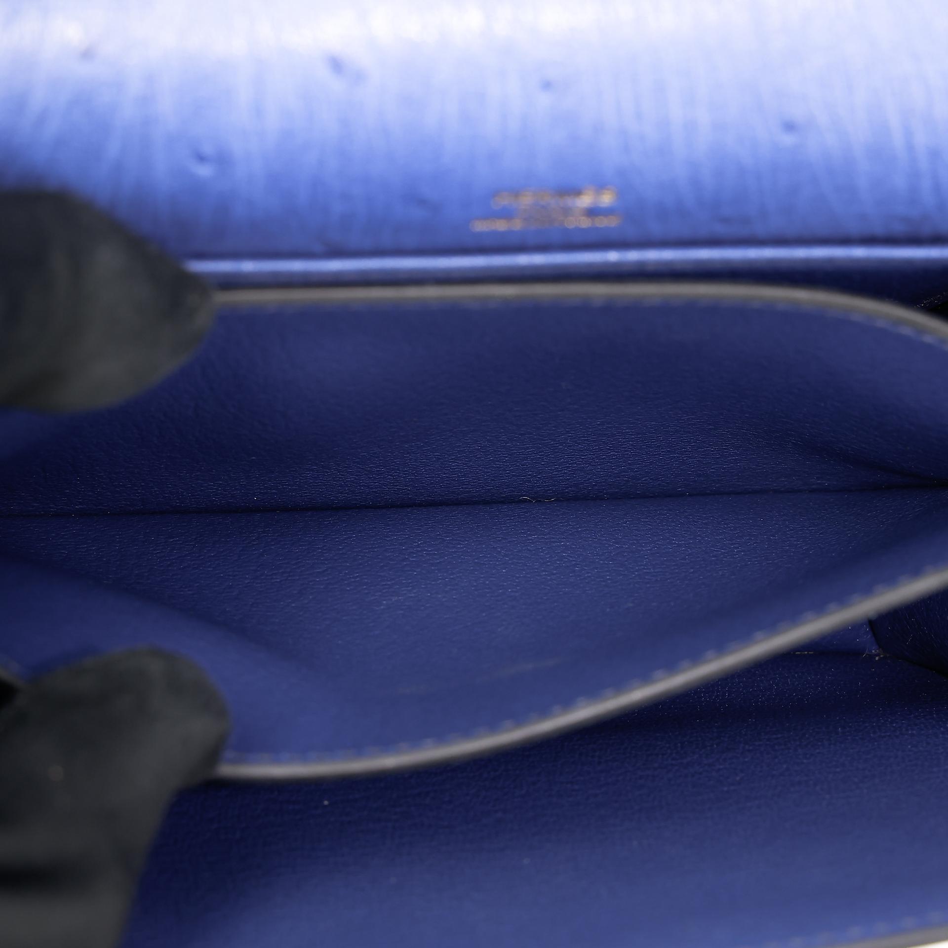 Very Good ( Rank A) HERMÈS Roulis Mini Bleu Saphir (73) Ostrich Permabrass hardware C (2018) - 16