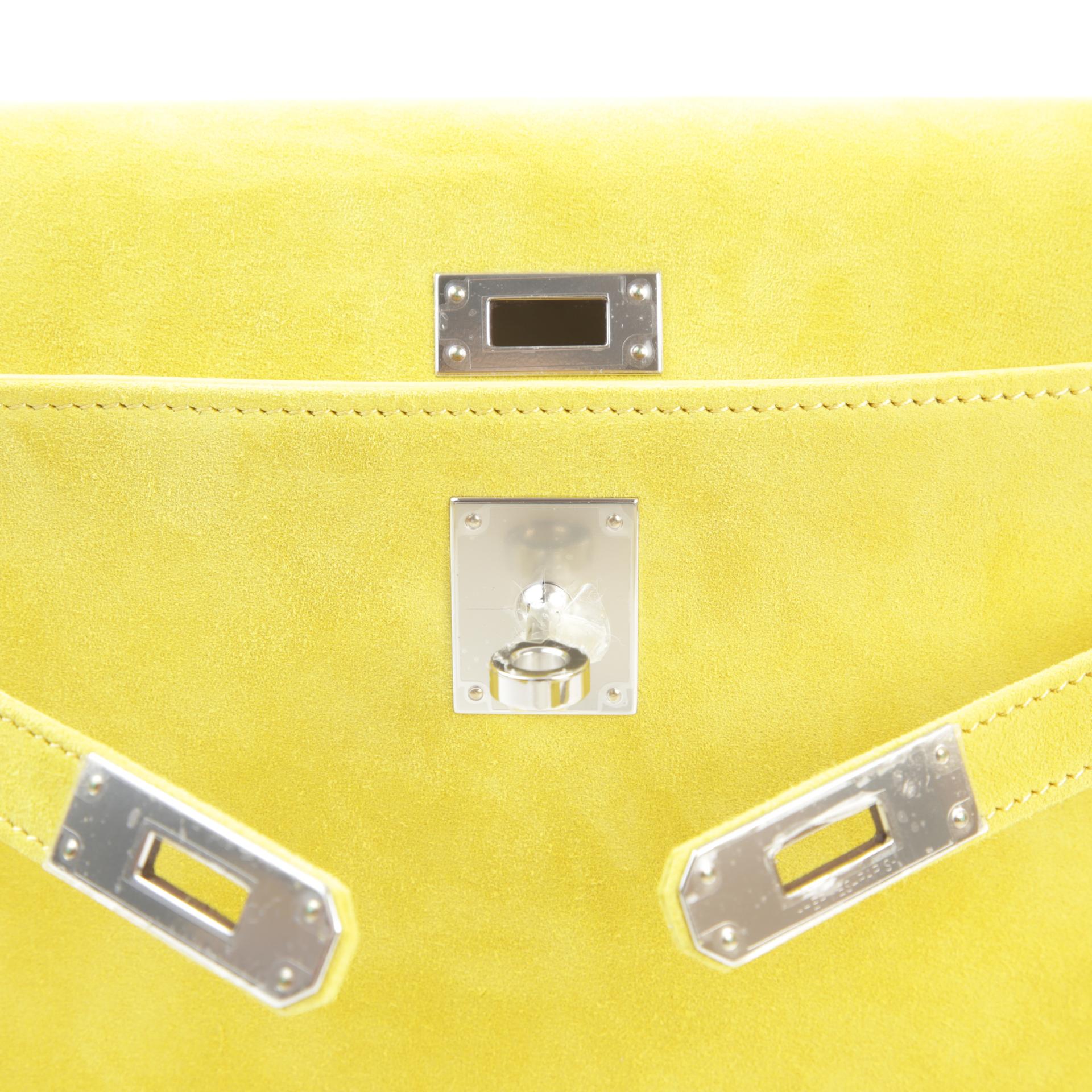 Brand New ( Rank N ) HERMÈS Kelly Elan Jaune de Naples (9O) Doblis Suede Palladium hardware W (2024) - 9