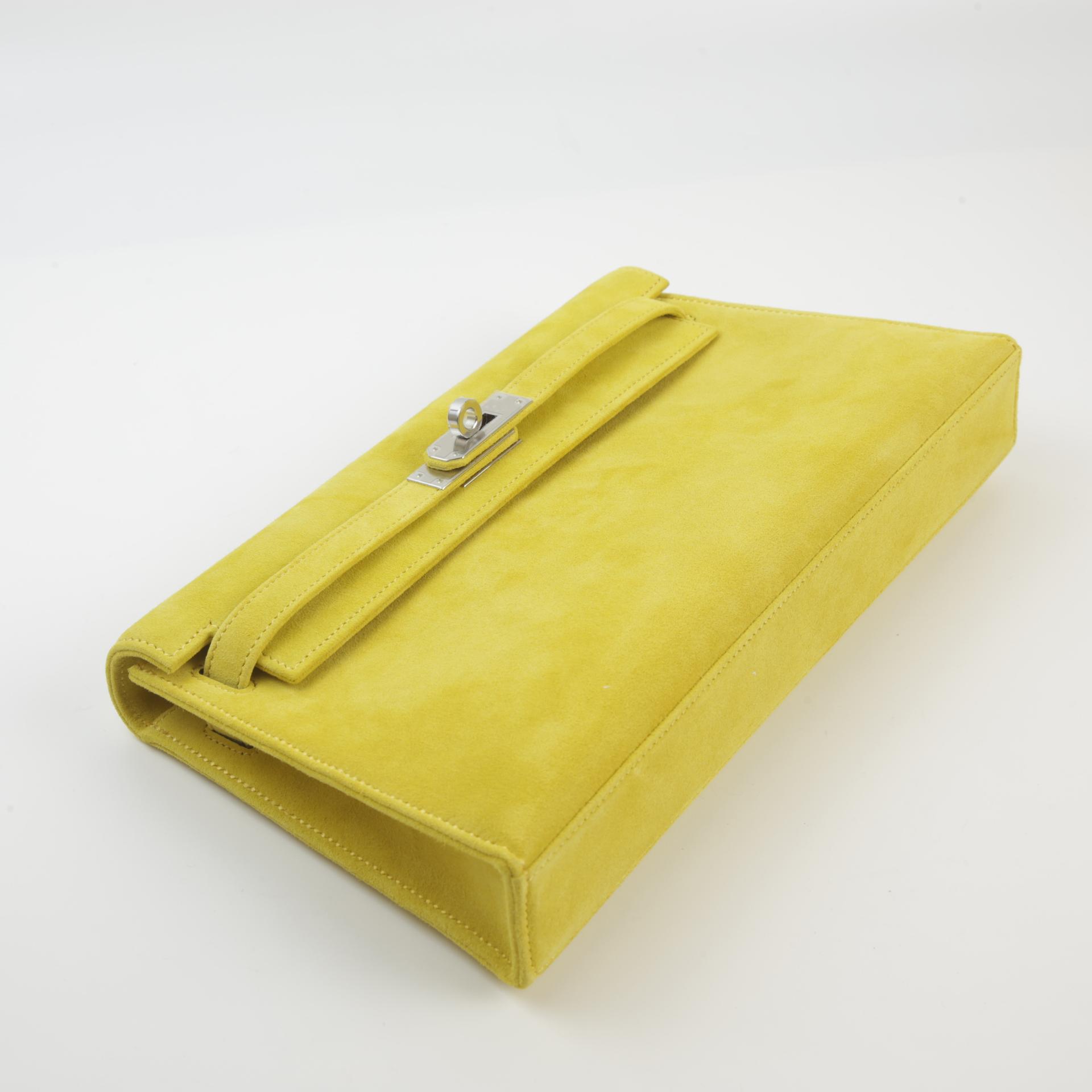 Brand New ( Rank N ) HERMÈS Kelly Elan Jaune de Naples (9O) Doblis Suede Palladium hardware W (2024) - 12