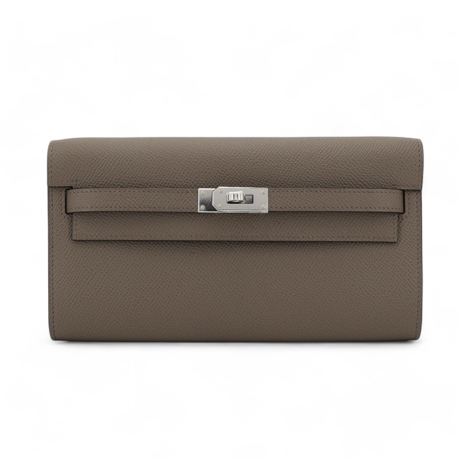Brand New ( Rank N ) HERMÈS Kelly To Go Wallet Etain (8F) Epsom Palladium hardware W (2024) - 1