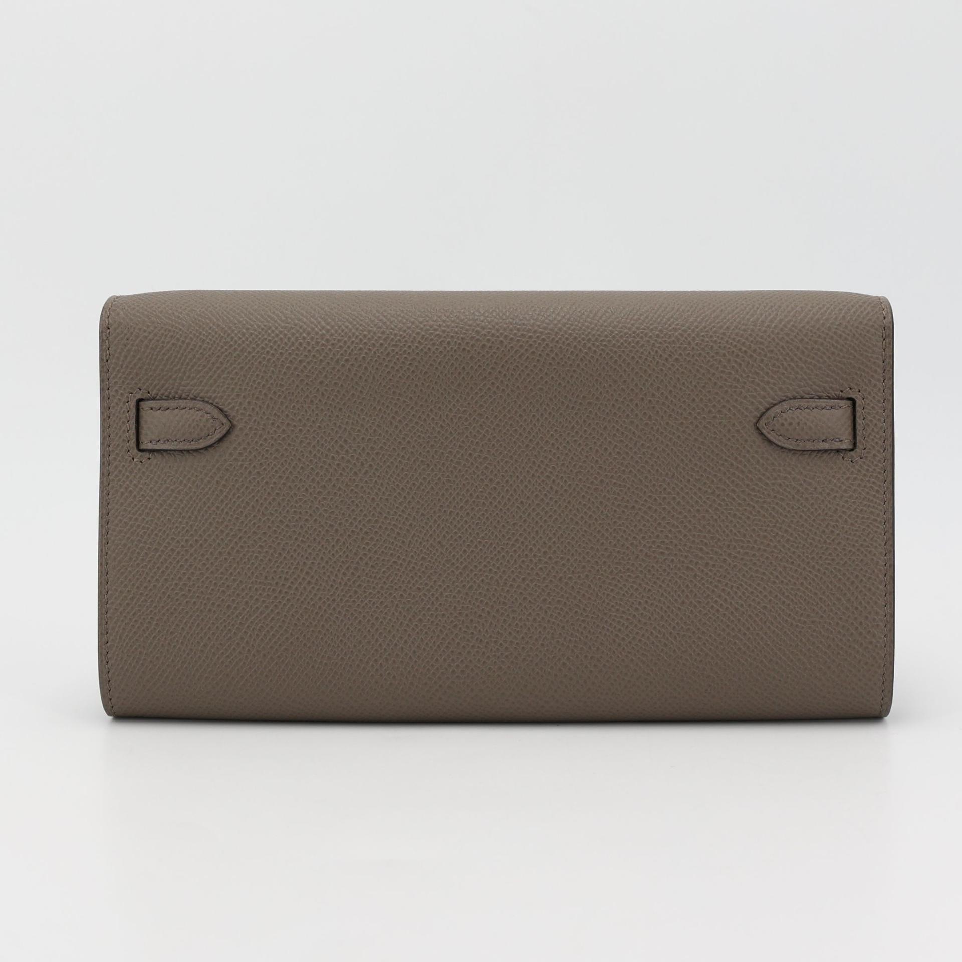 Brand New ( Rank N ) HERMÈS Kelly To Go Wallet Etain (8F) Epsom Palladium hardware W (2024) - 2