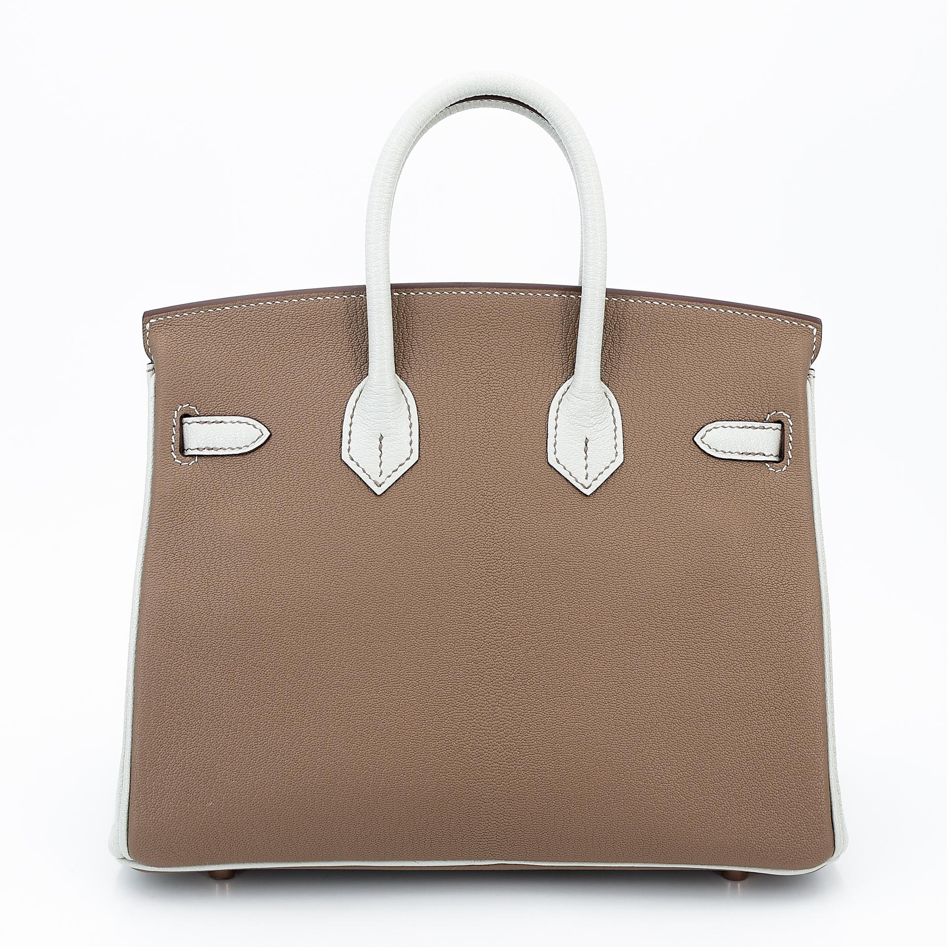 Brand New ( Rank N ) HERMÈS Special Order Birkin 25 HSS Etoupe (18) Gris Perle (80) Chevre Rose Gold hardware B (2023) - 2