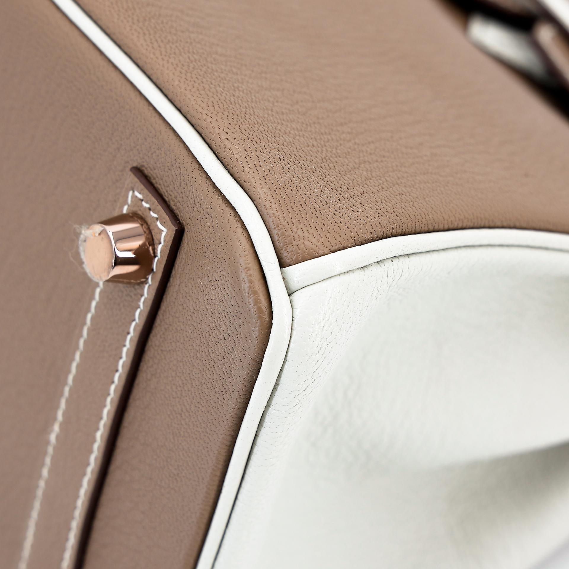 Brand New ( Rank N ) HERMÈS Special Order Birkin 25 HSS Etoupe (18) Gris Perle (80) Chevre Rose Gold hardware B (2023) - 8