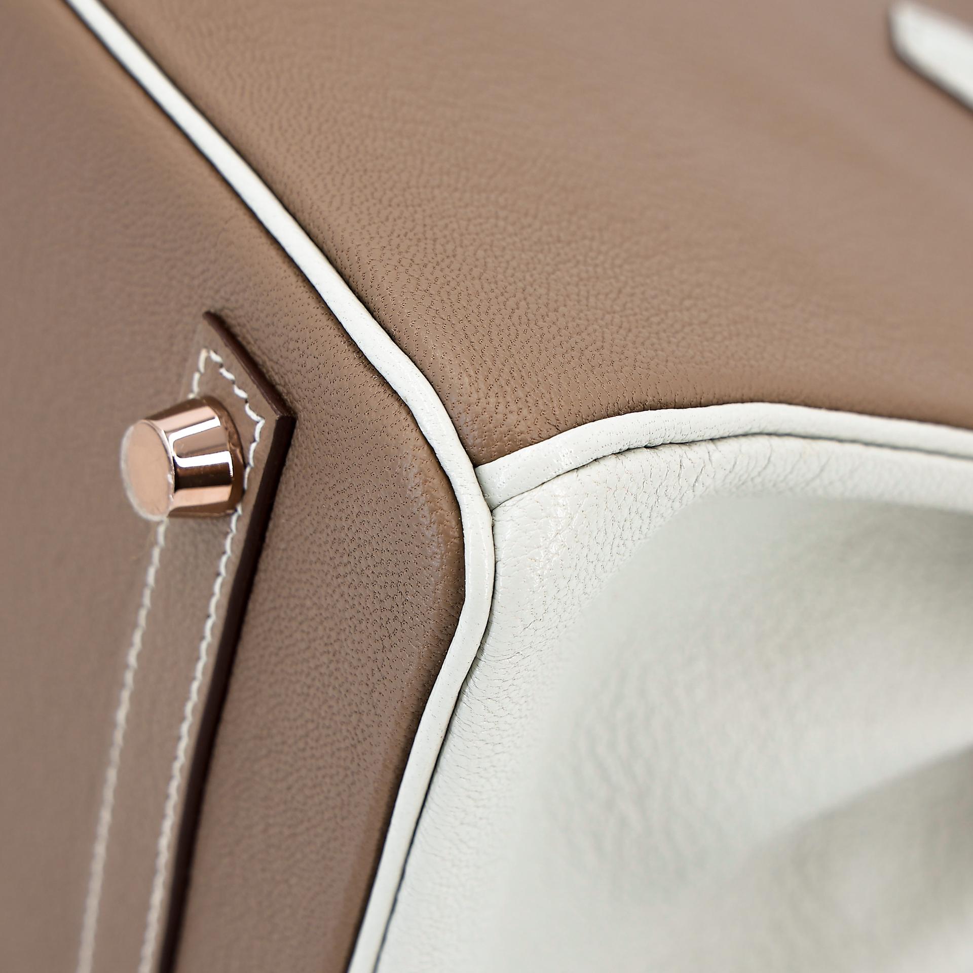 Brand New ( Rank N ) HERMÈS Special Order Birkin 25 HSS Etoupe (18) Gris Perle (80) Chevre Rose Gold hardware B (2023) - 10
