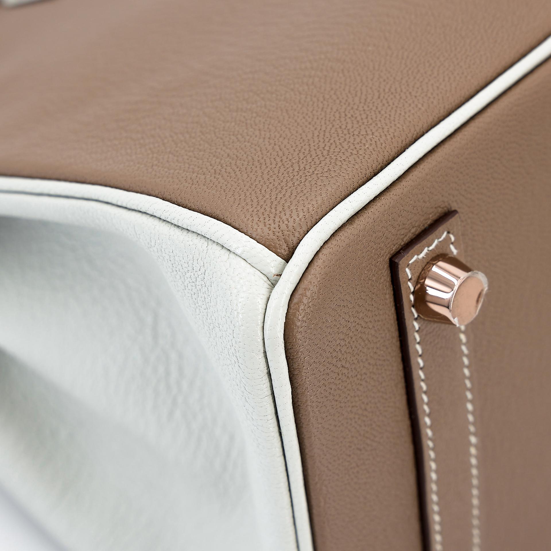 Brand New ( Rank N ) HERMÈS Special Order Birkin 25 HSS Etoupe (18) Gris Perle (80) Chevre Rose Gold hardware B (2023) - 11