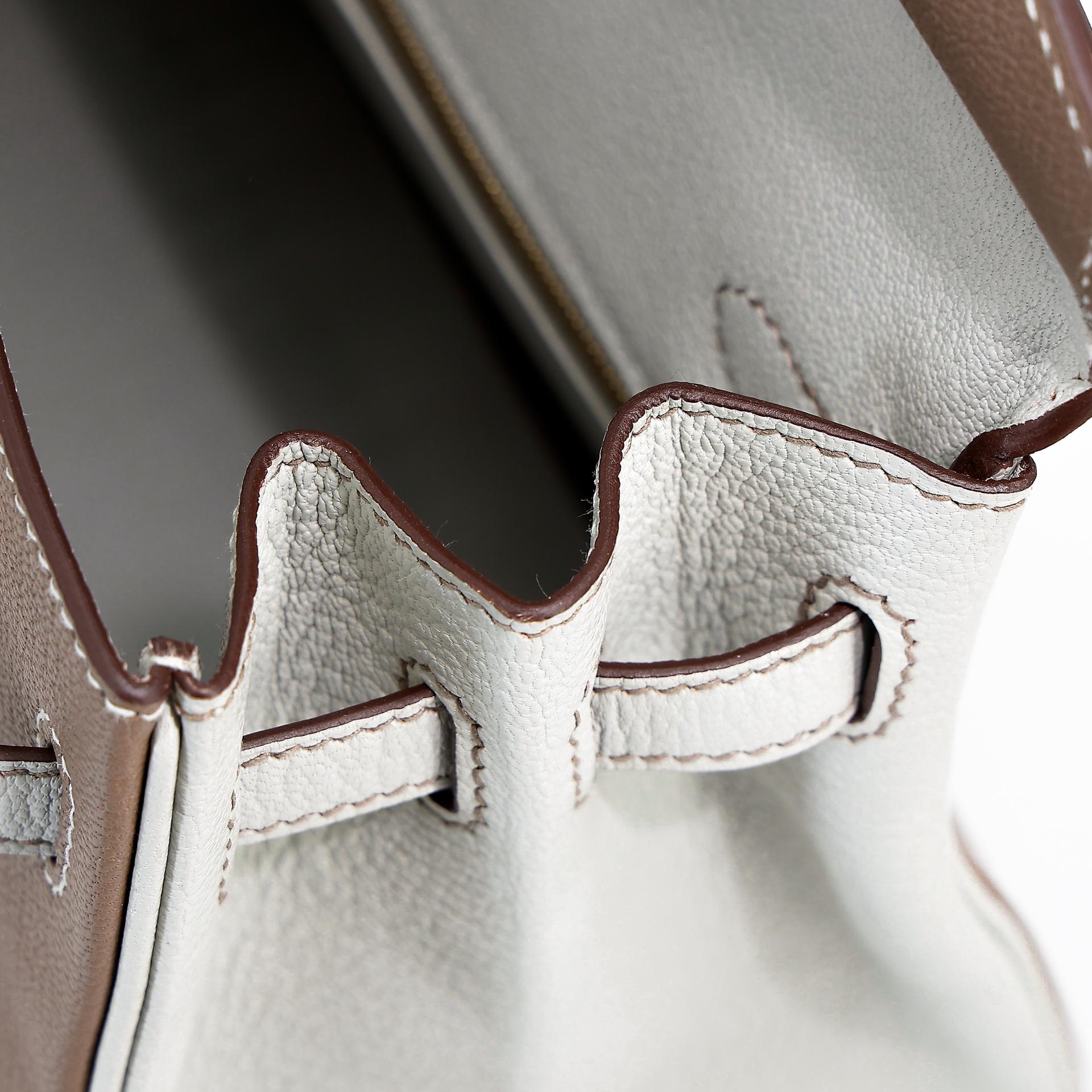 Brand New ( Rank N ) HERMÈS Special Order Birkin 25 HSS Etoupe (18) Gris Perle (80) Chevre Rose Gold hardware B (2023) - 15