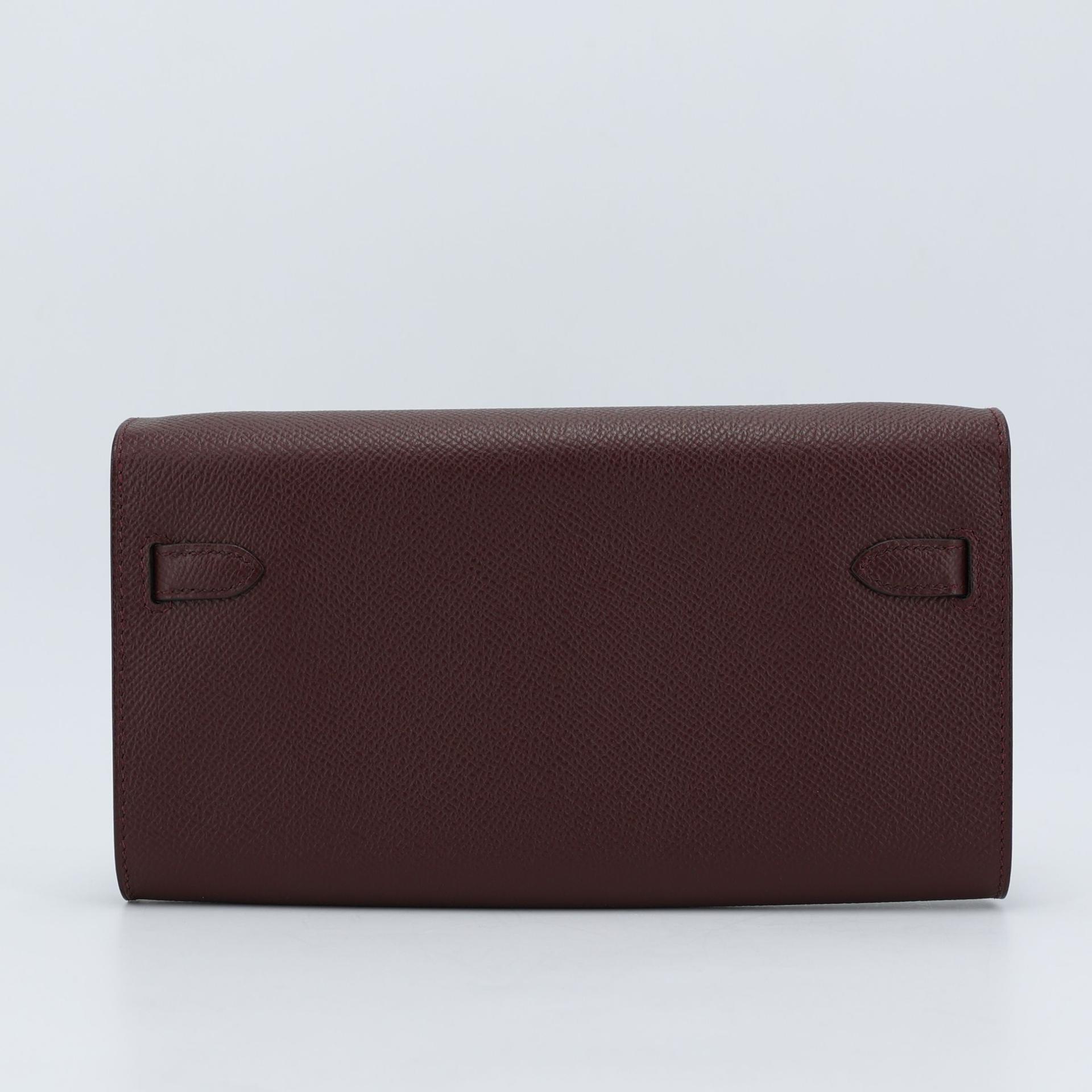 Unused ( Rank NS ) HERMÈS Kelly To Go Wallet Bordeaux (57) Epsom Gold hardware U (2022) - 2