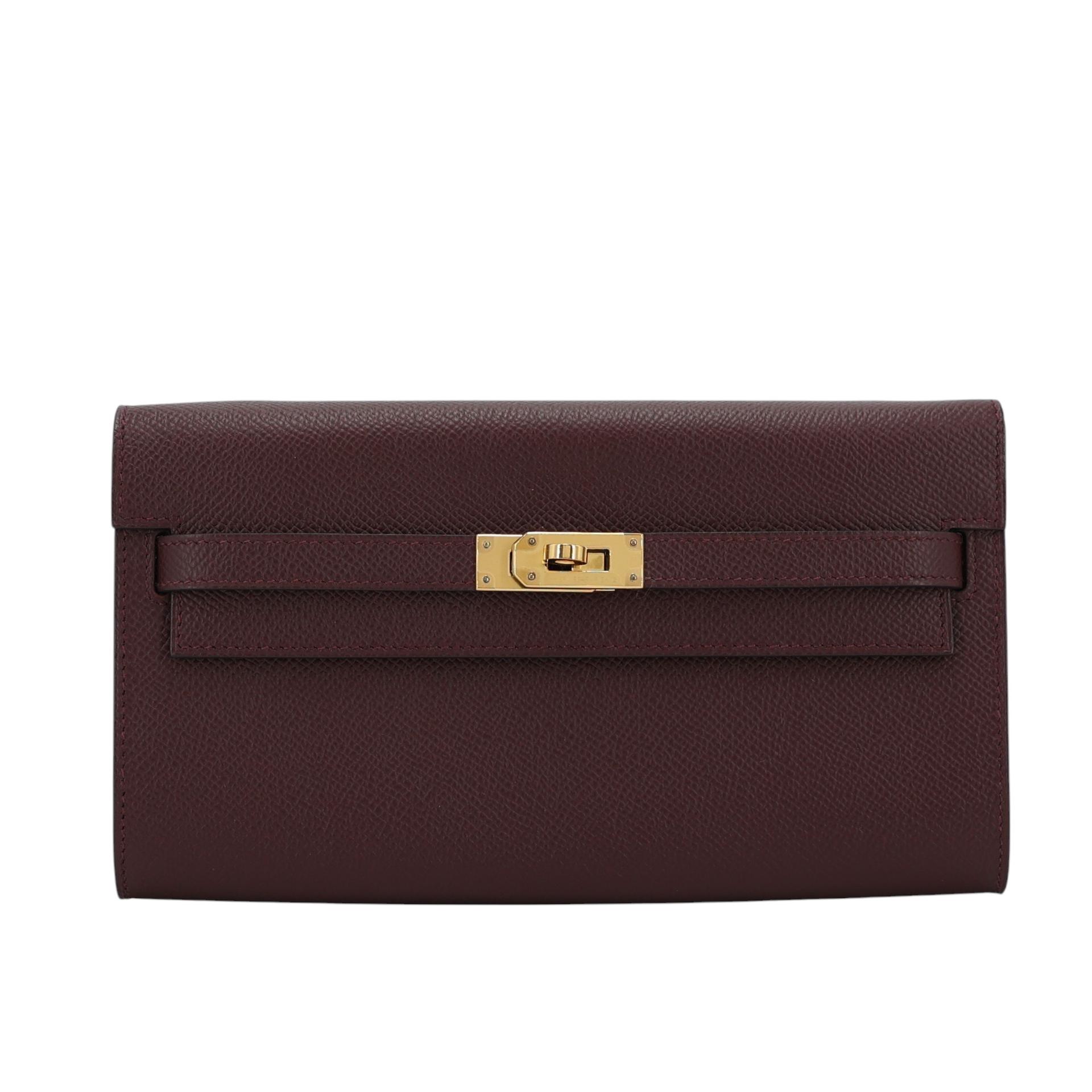 Unused ( Rank NS ) HERMÈS Kelly To Go Wallet Bordeaux (57) Epsom Gold hardware U (2022) - 1