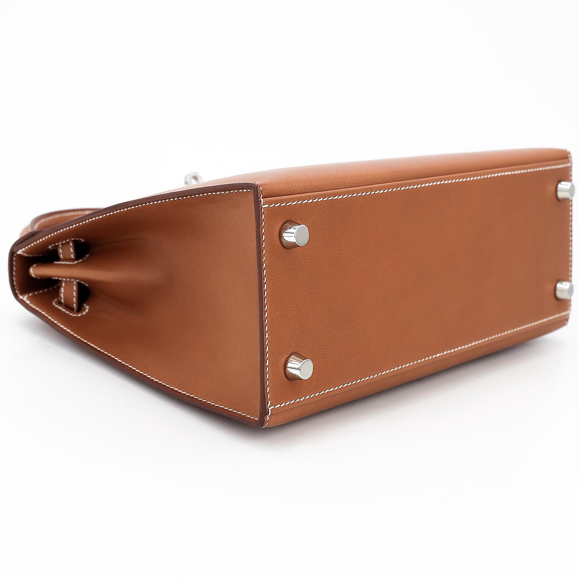 Unused ( Rank NS ) HERMÈS Kelly 25 Sellier Fauve (34) Barenia Palladium hardware Y (2020) - 5