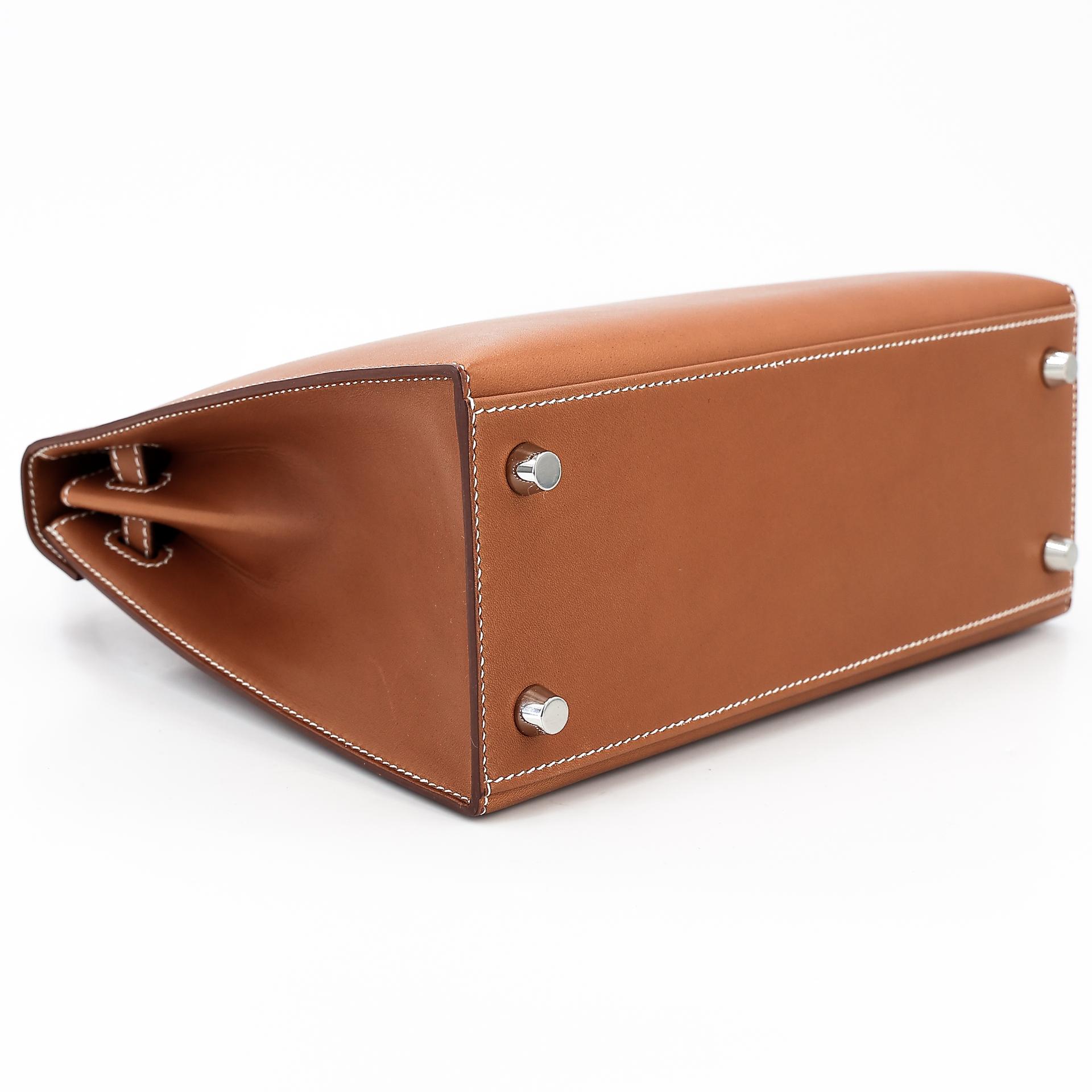 Unused ( Rank NS ) HERMÈS Kelly 25 Sellier Fauve (34) Barenia Palladium hardware Y (2020) - 7