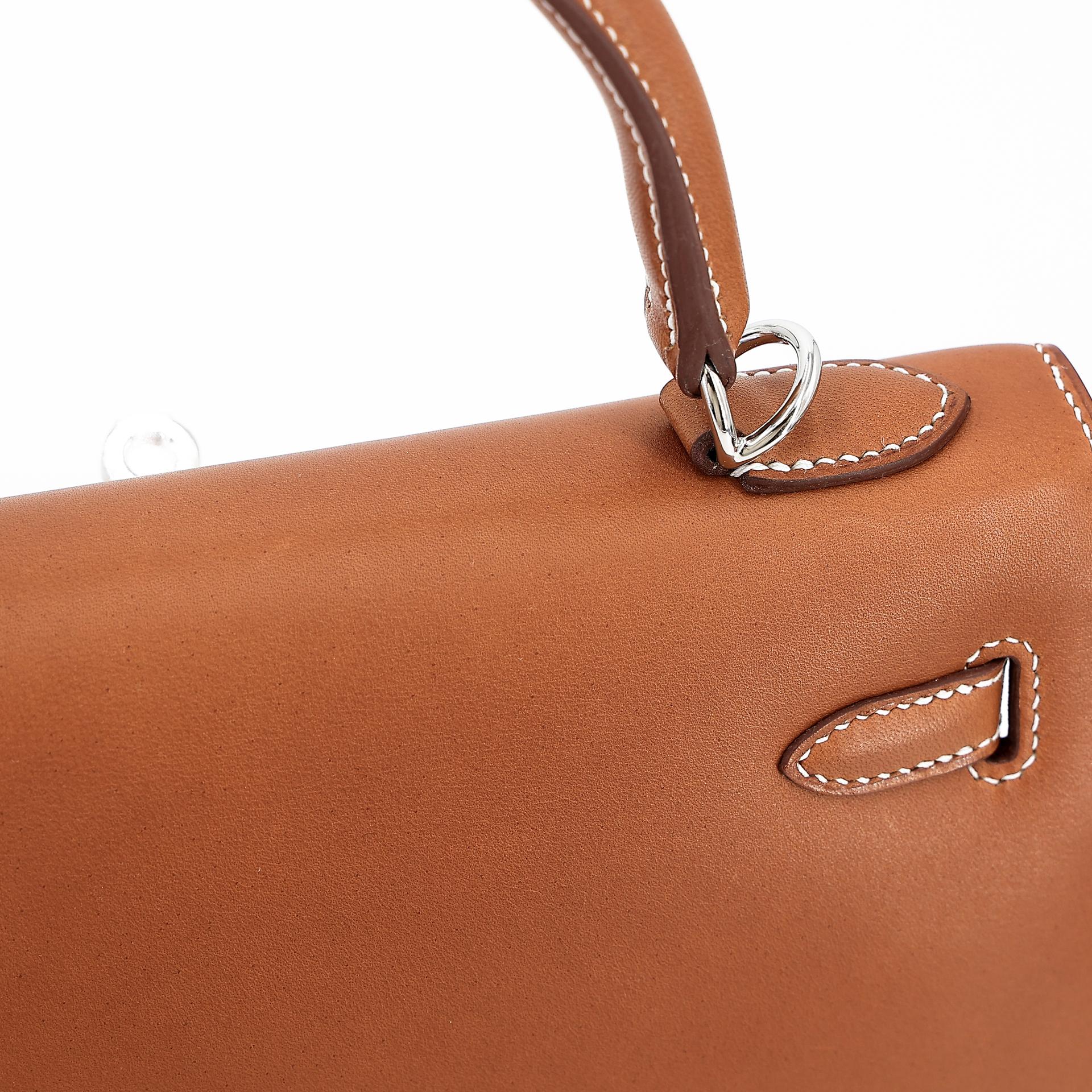 Unused ( Rank NS ) HERMÈS Kelly 25 Sellier Fauve (34) Barenia Palladium hardware Y (2020) - 8