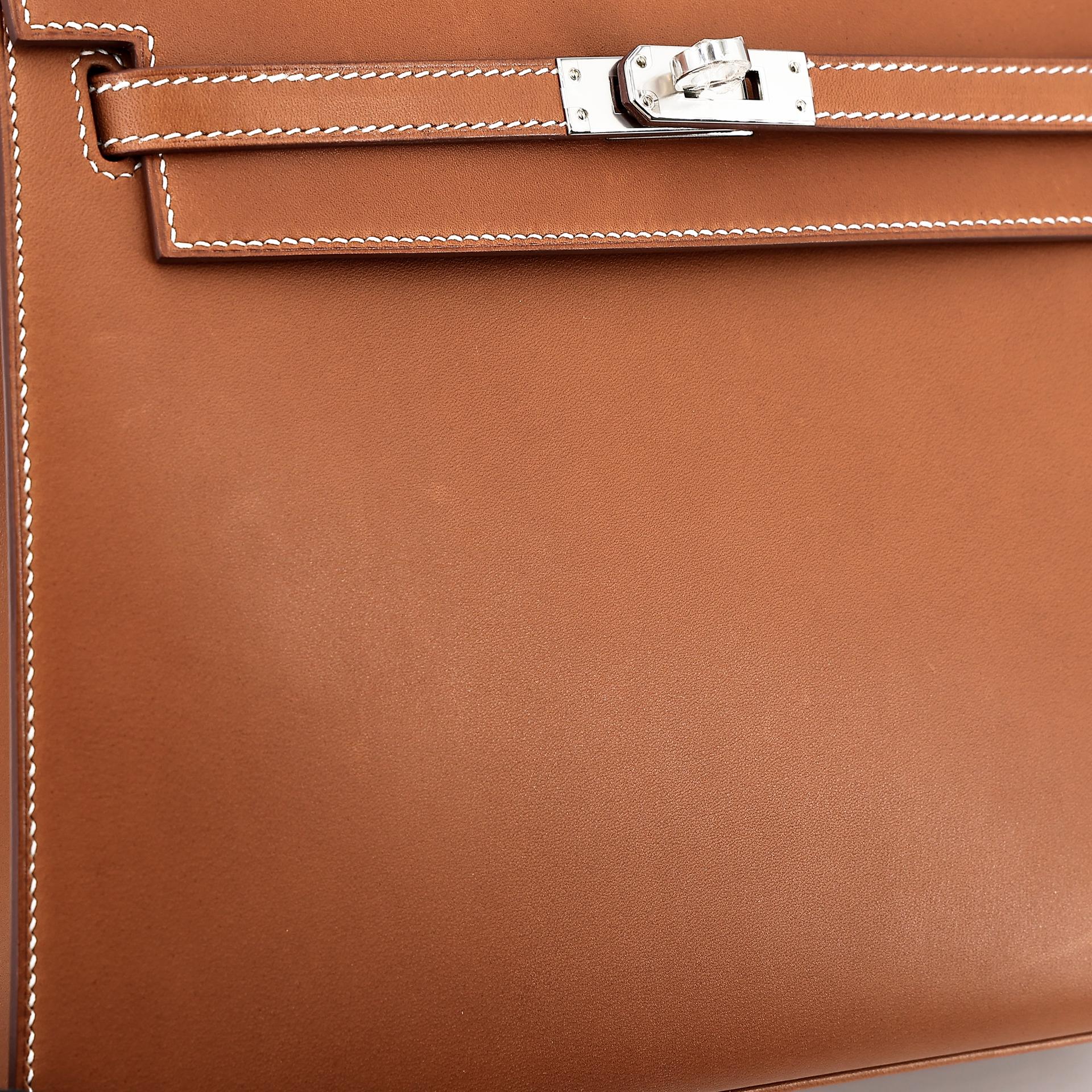 Unused ( Rank NS ) HERMÈS Kelly 25 Sellier Fauve (34) Barenia Palladium hardware Y (2020) - 12