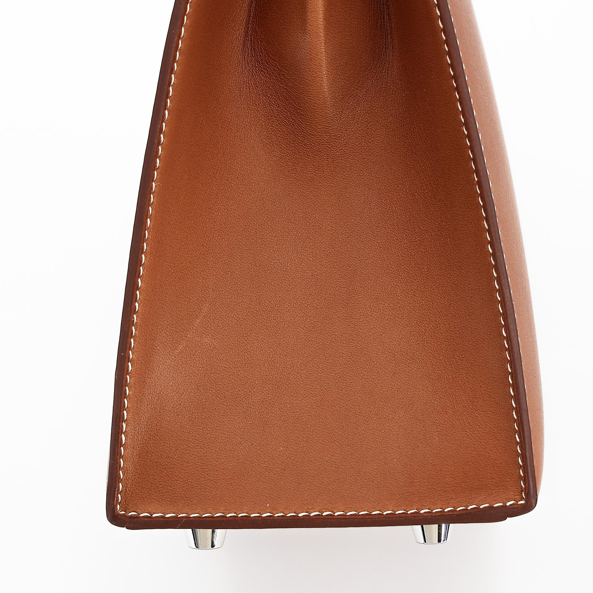 Unused ( Rank NS ) HERMÈS Kelly 25 Sellier Fauve (34) Barenia Palladium hardware Y (2020) - 13