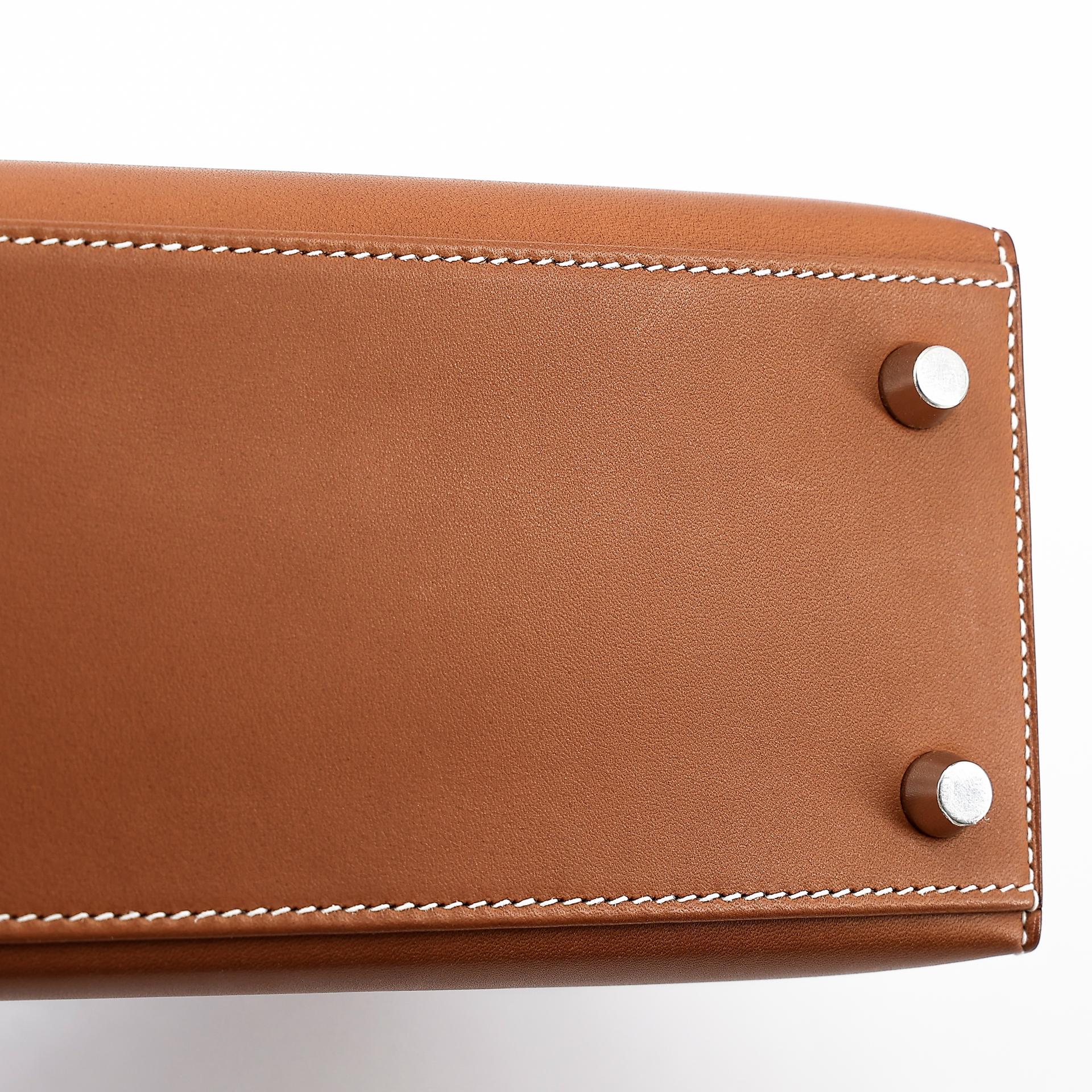 Unused ( Rank NS ) HERMÈS Kelly 25 Sellier Fauve (34) Barenia Palladium hardware Y (2020) - 14