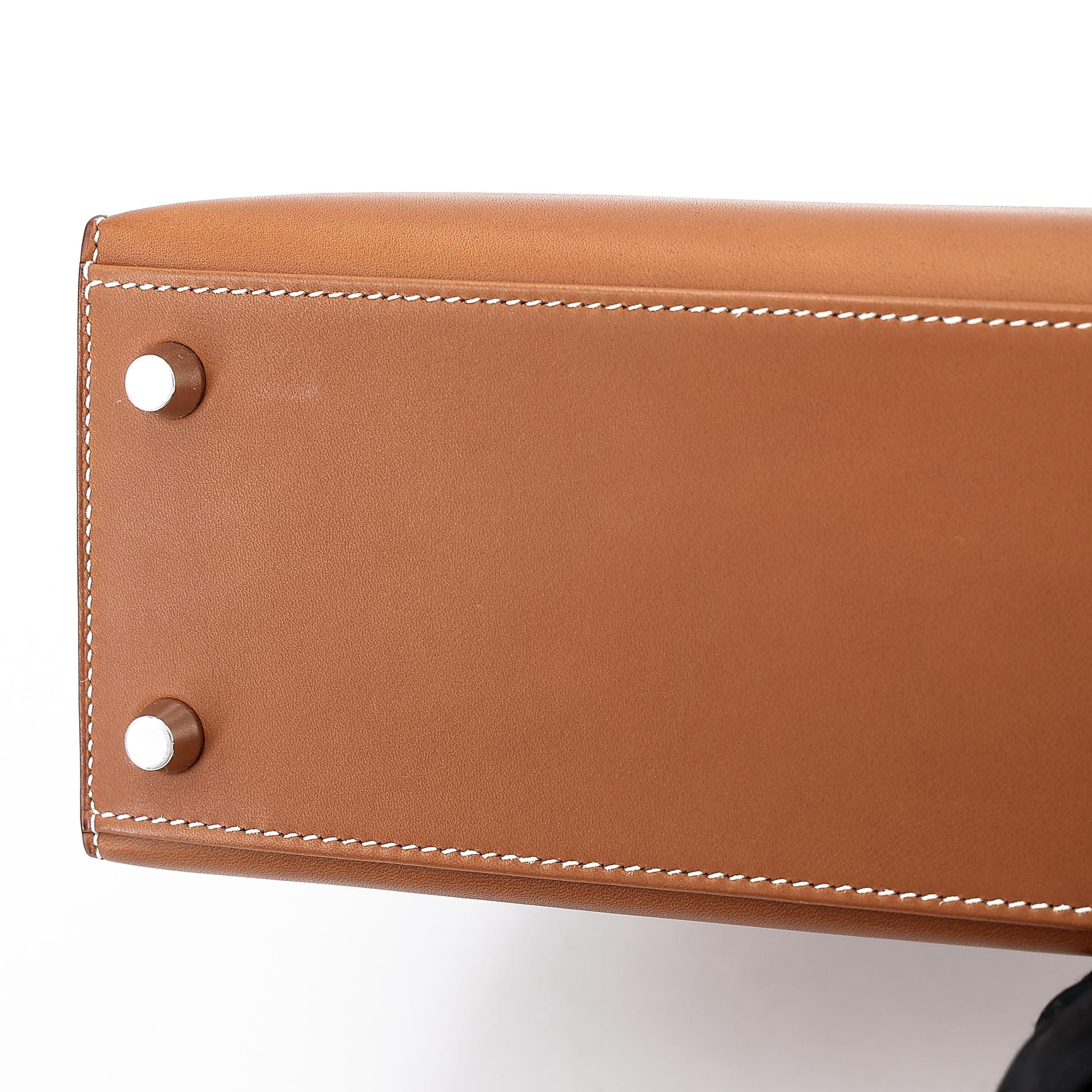 Unused ( Rank NS ) HERMÈS Kelly 25 Sellier Fauve (34) Barenia Palladium hardware Y (2020) - 15