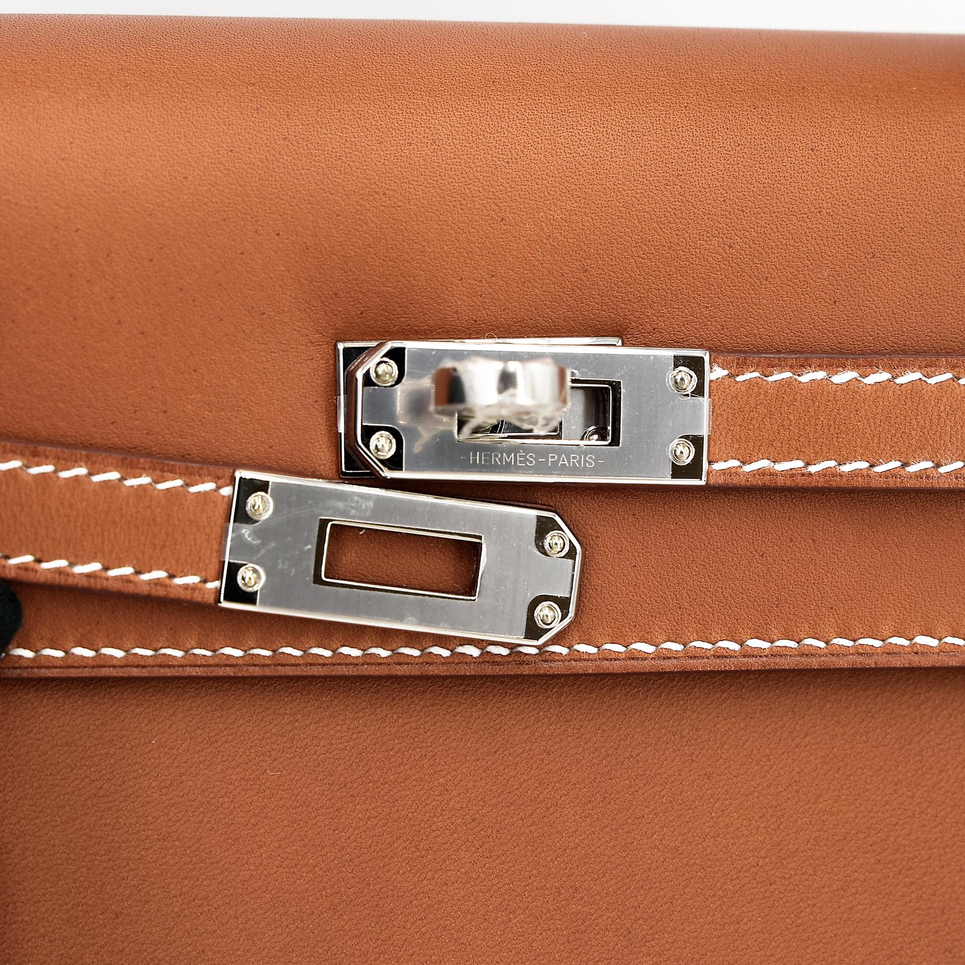 Unused ( Rank NS ) HERMÈS Kelly 25 Sellier Fauve (34) Barenia Palladium hardware Y (2020) - 16