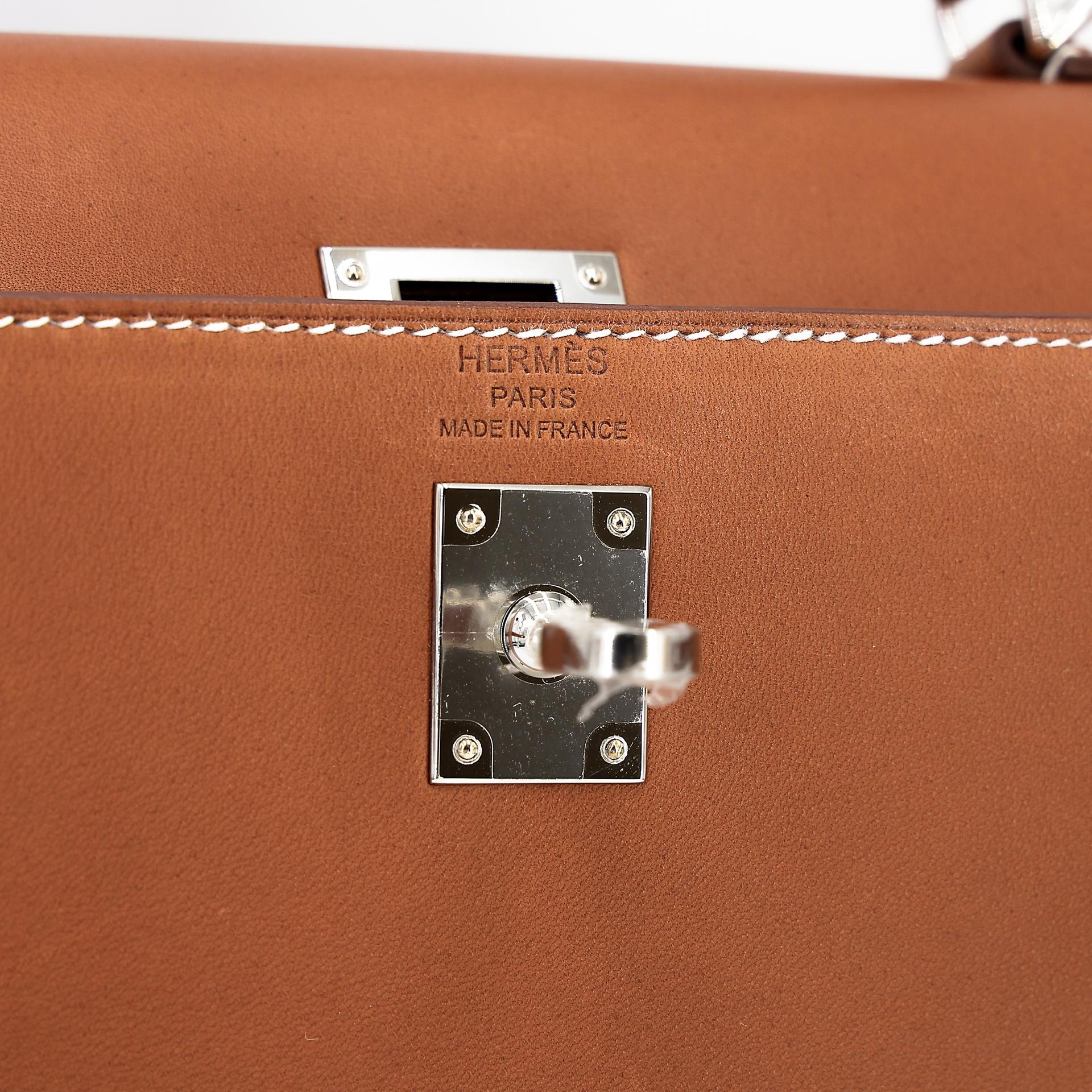 Unused ( Rank NS ) HERMÈS Kelly 25 Sellier Fauve (34) Barenia Palladium hardware Y (2020) - 21