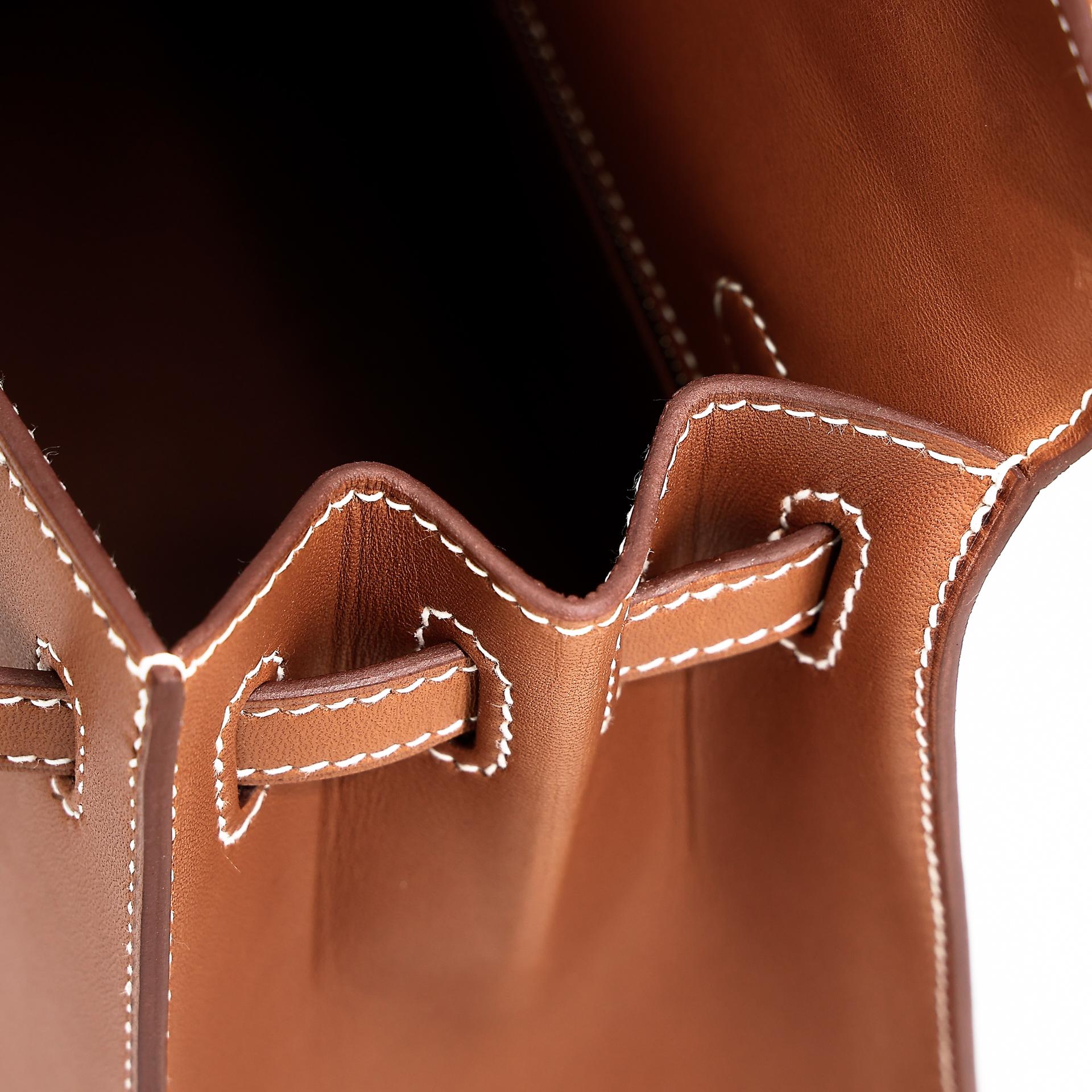 Unused ( Rank NS ) HERMÈS Kelly 25 Sellier Fauve (34) Barenia Palladium hardware Y (2020) - 23