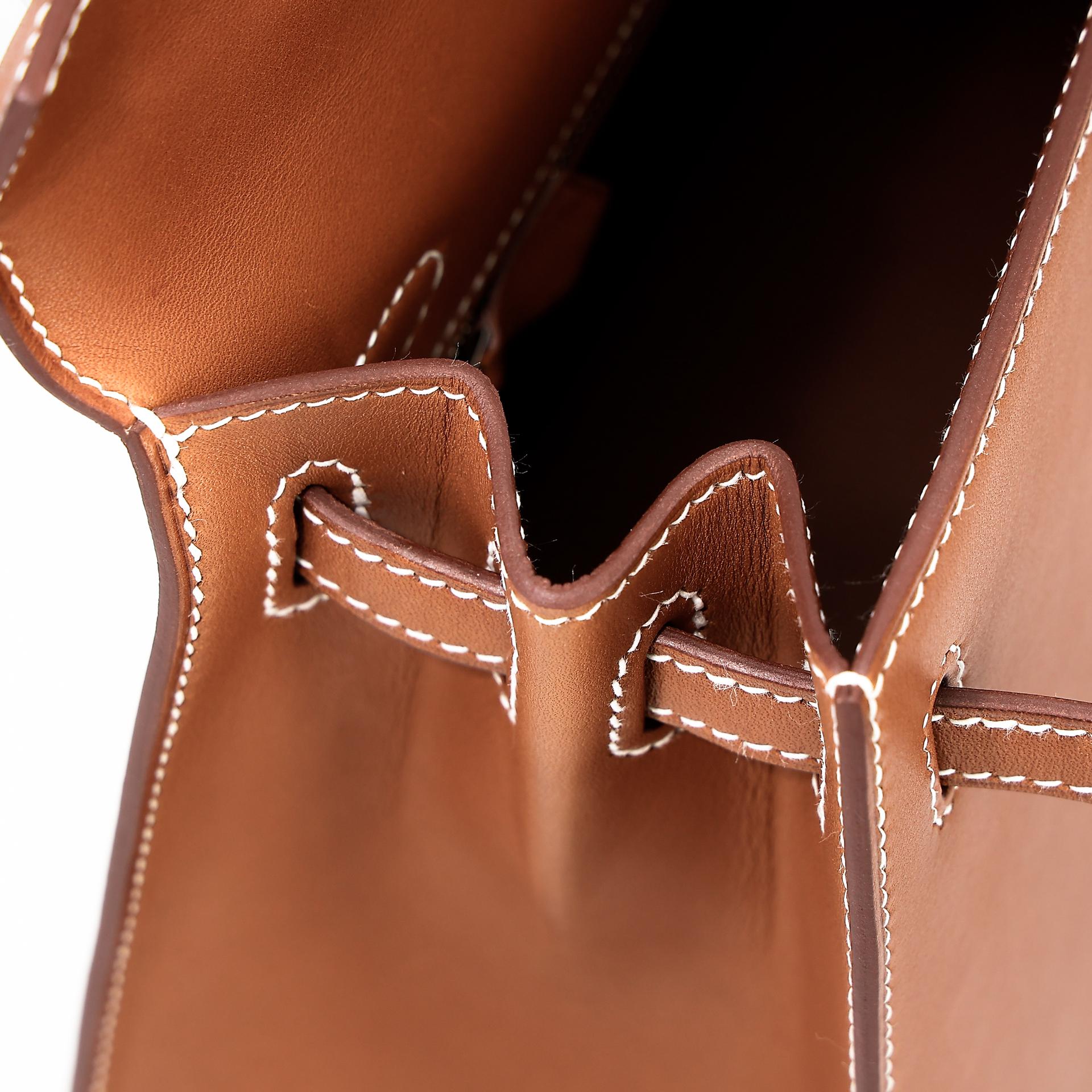 Unused ( Rank NS ) HERMÈS Kelly 25 Sellier Fauve (34) Barenia Palladium hardware Y (2020) - 24