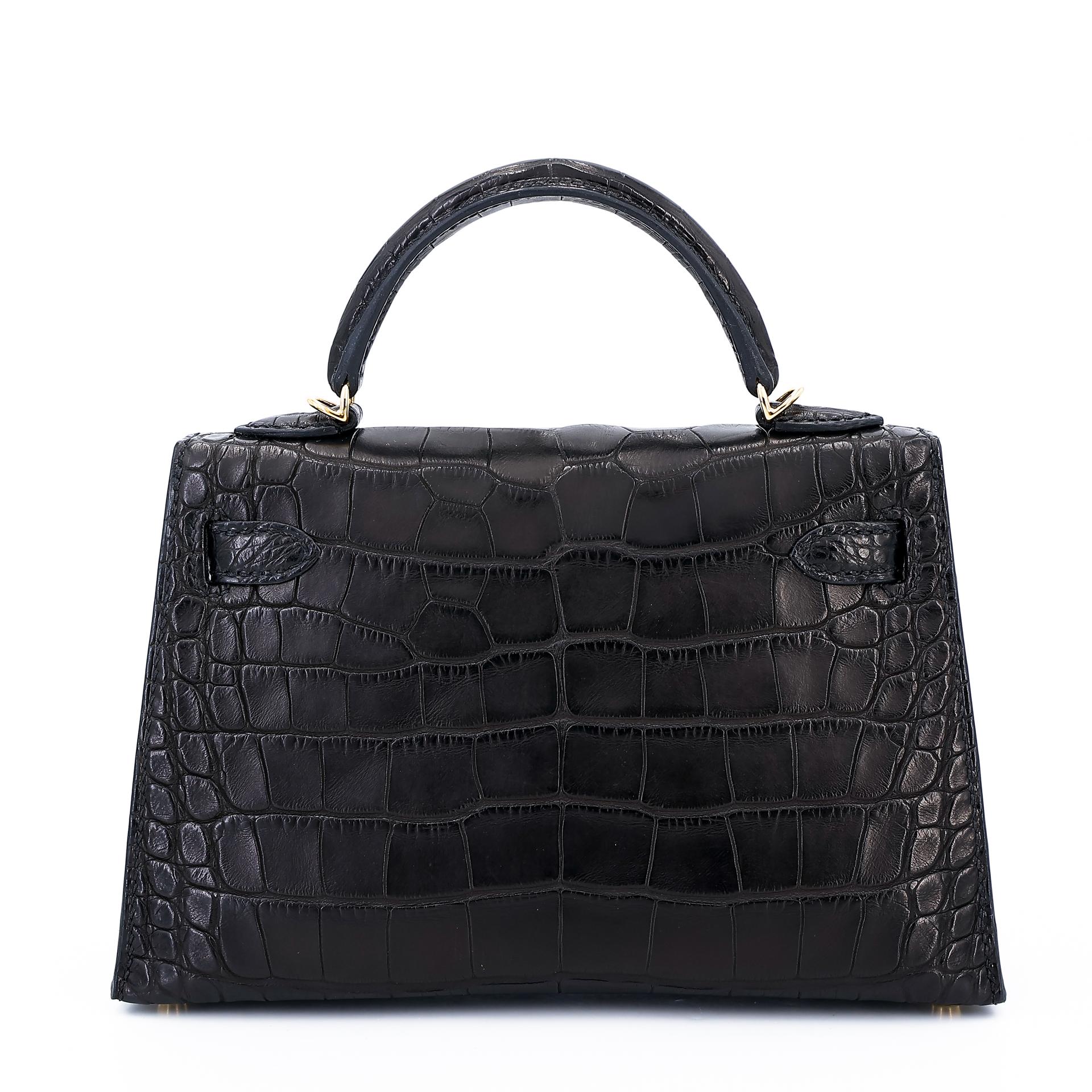 Unused ( Rank NS ) HERMÈS Mini Kelly II Black (89) Matte Alligator Gold hardware Y (2020) - 2