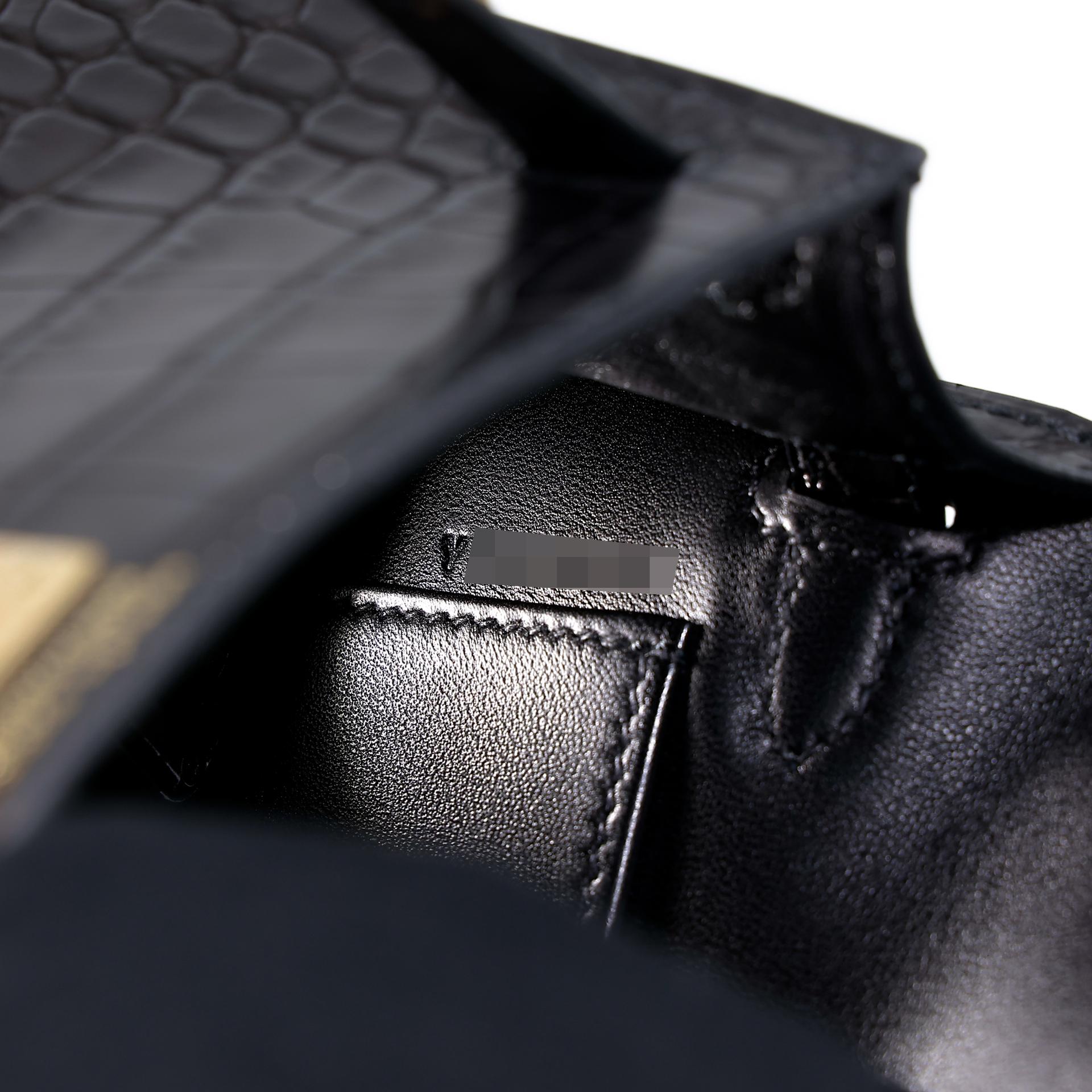 Unused ( Rank NS ) HERMÈS Mini Kelly II Black (89) Matte Alligator Gold hardware Y (2020) - 15