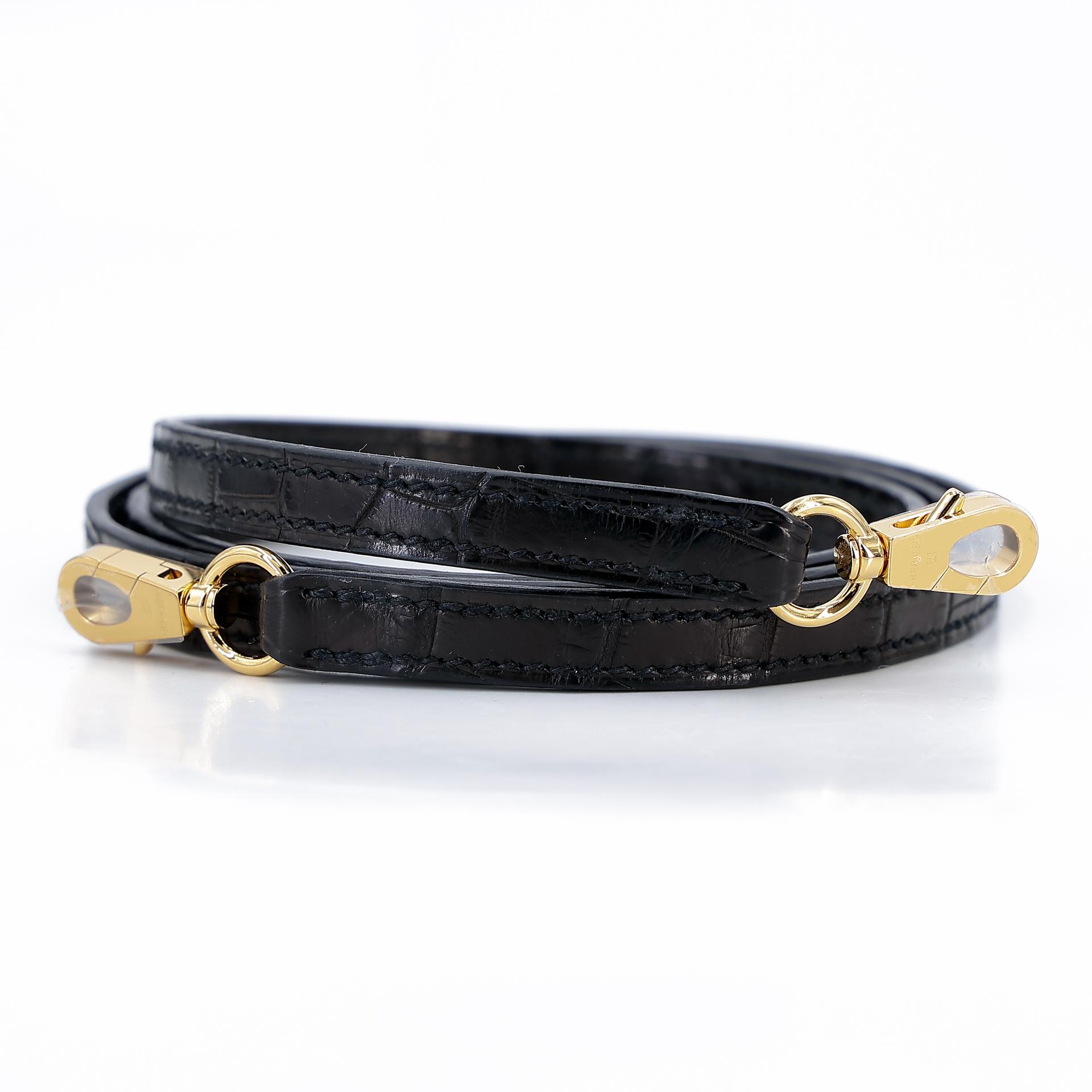 Unused ( Rank NS ) HERMÈS Mini Kelly II Black (89) Matte Alligator Gold hardware Y (2020) - 16