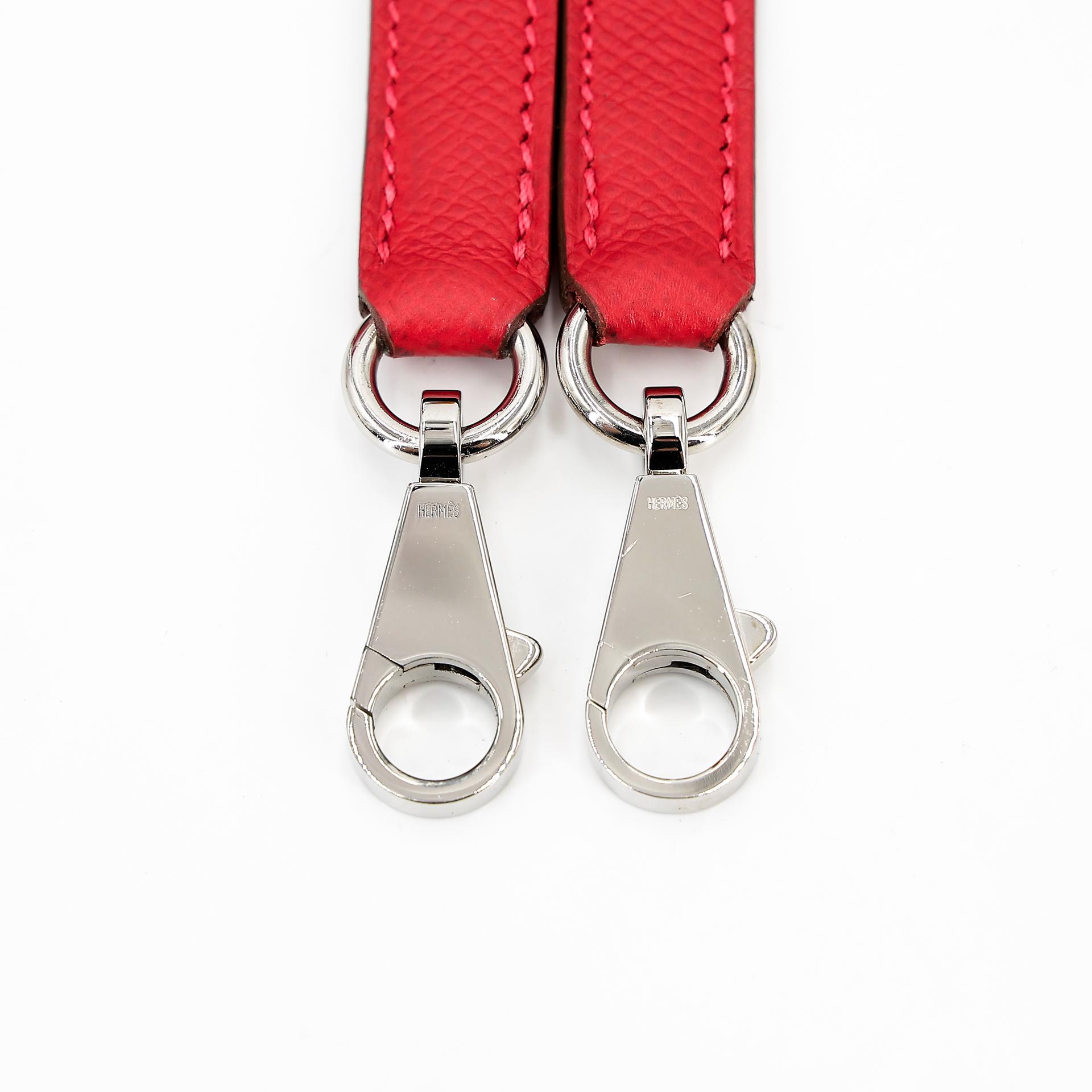 Excellent ( Rank SA ) HERMÈS Limited Edition Kelly 35 Flag Sellier White (01) Rouge Casaque (Q5) Epsom Palladium hardware Square Q (2013) - 26