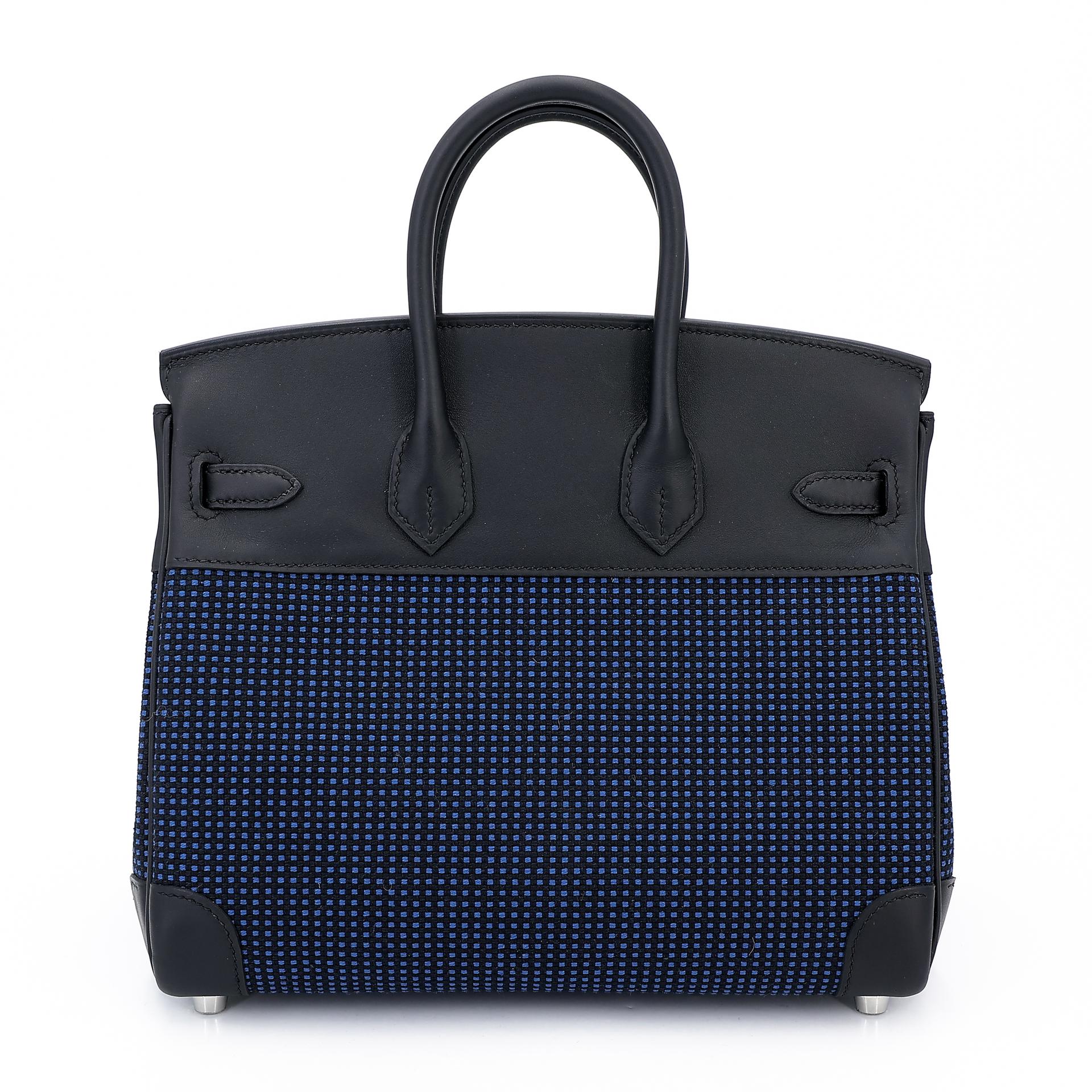 Brand New ( Rank N ) HERMÈS Limited Edition Birkin 25 Quadrille Navy (7U) Black (89) Swift Toile Quadrille Palladium hardware W (2024) - 2