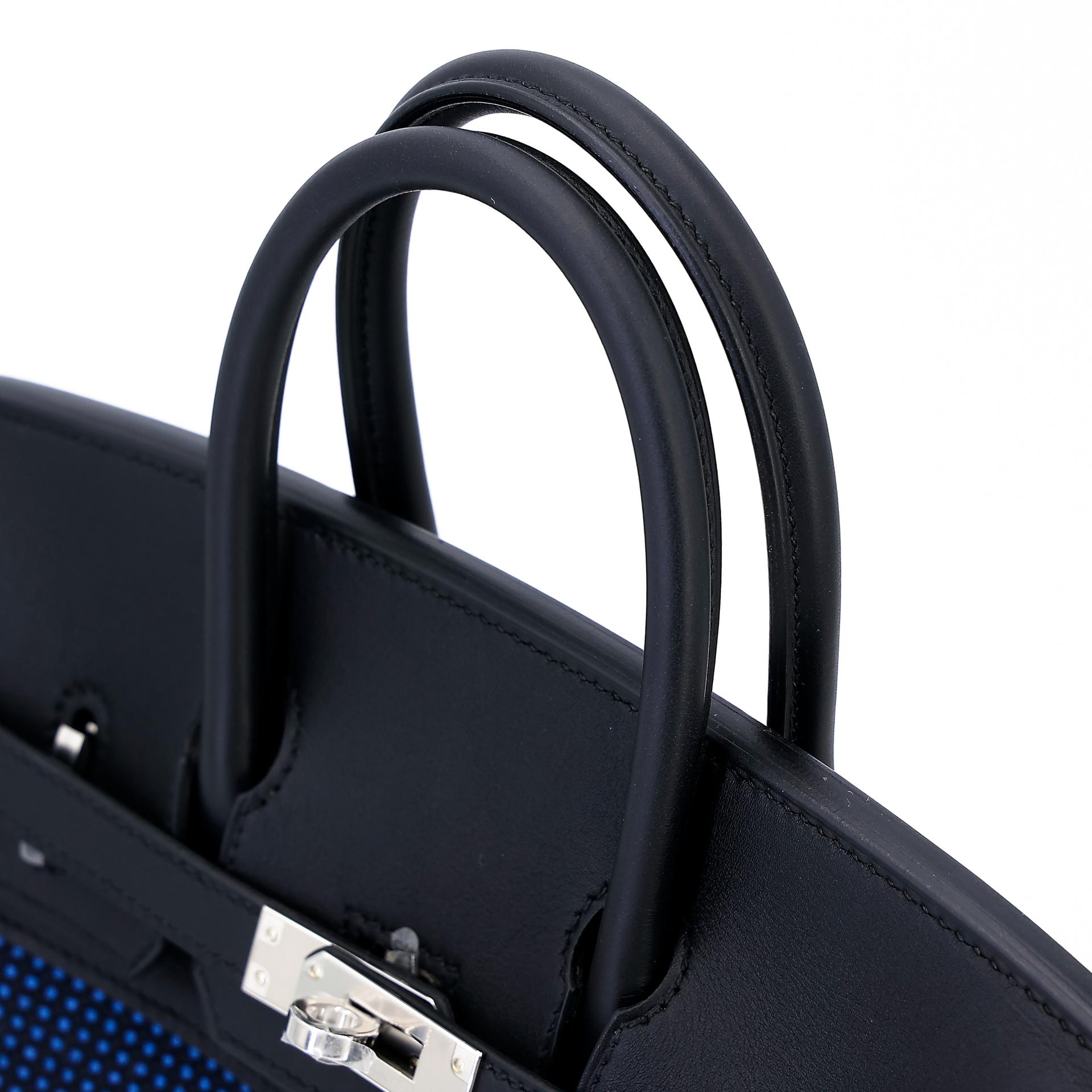 Brand New ( Rank N ) HERMÈS Limited Edition Birkin 25 Quadrille Navy (7U) Black (89) Swift Toile Quadrille Palladium hardware W (2024) - 3