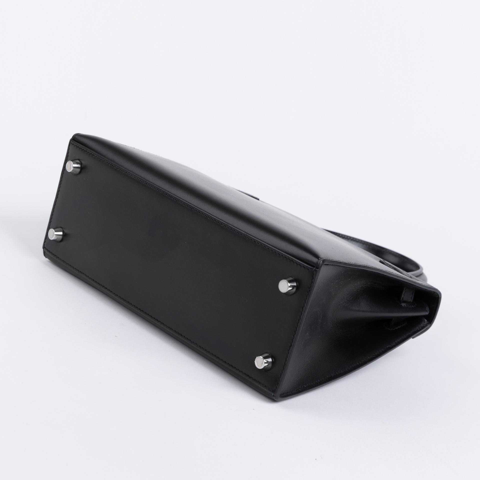 Excellent ( Rank SA ) HERMÈS Kelly 25 Black (89) Box-calf Palladium hardware Y (2020) - 7
