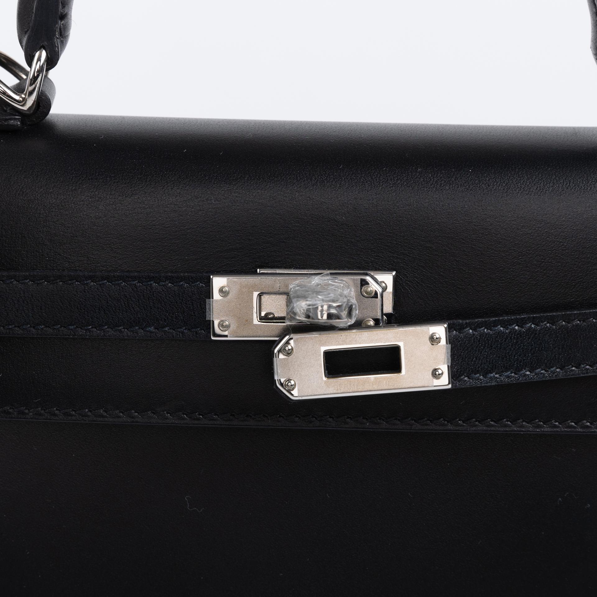 Excellent ( Rank SA ) HERMÈS Kelly 25 Black (89) Box-calf Palladium hardware Y (2020) - 8