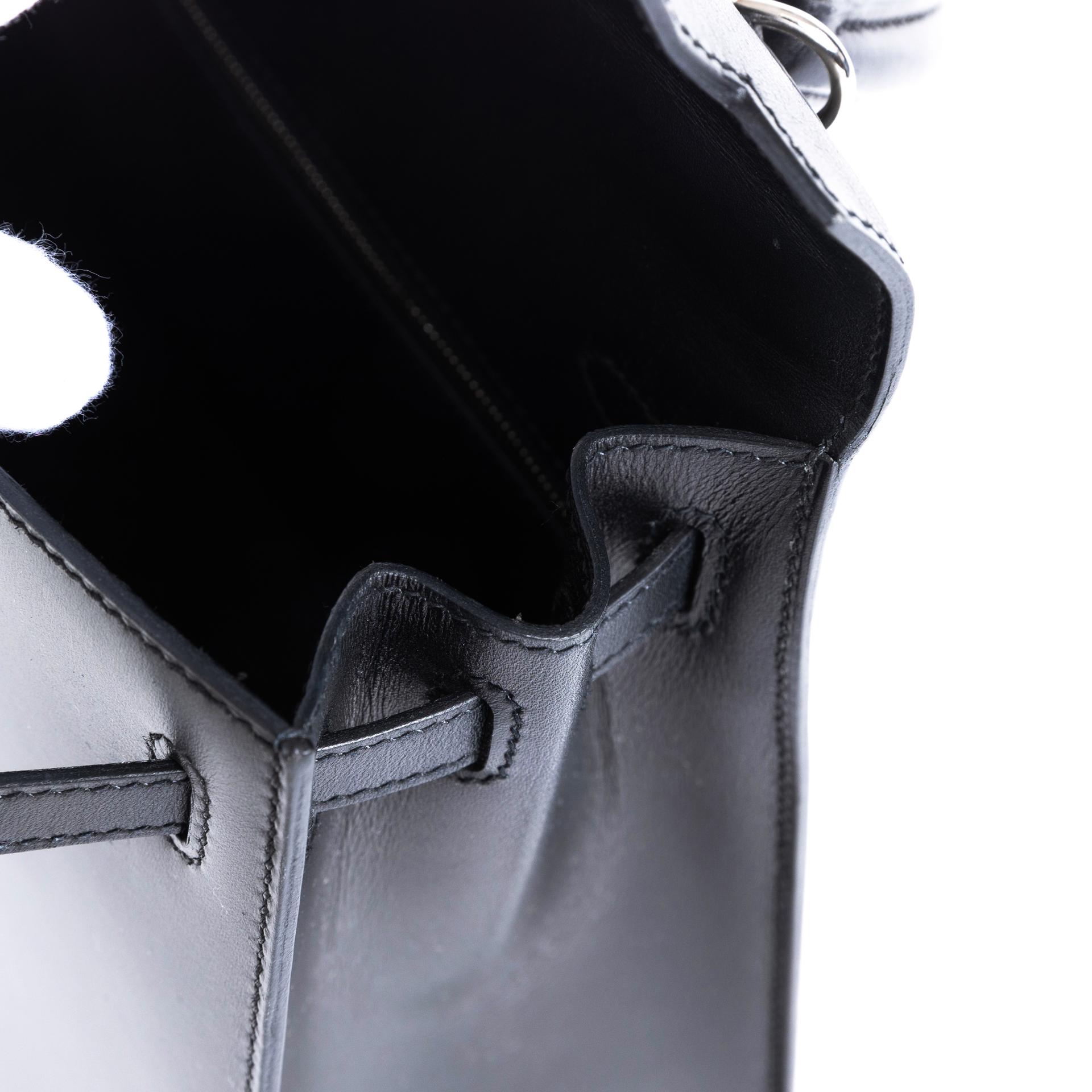 Excellent ( Rank SA ) HERMÈS Kelly 25 Black (89) Box-calf Palladium hardware Y (2020) - 11