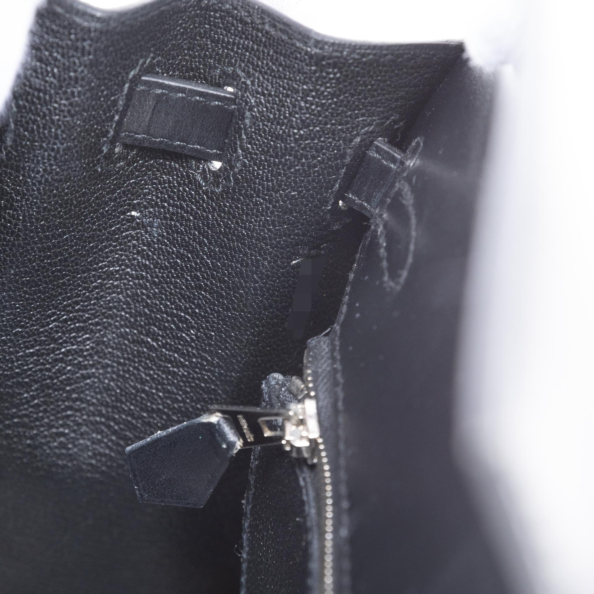 Excellent ( Rank SA ) HERMÈS Kelly 25 Black (89) Box-calf Palladium hardware Y (2020) - 13