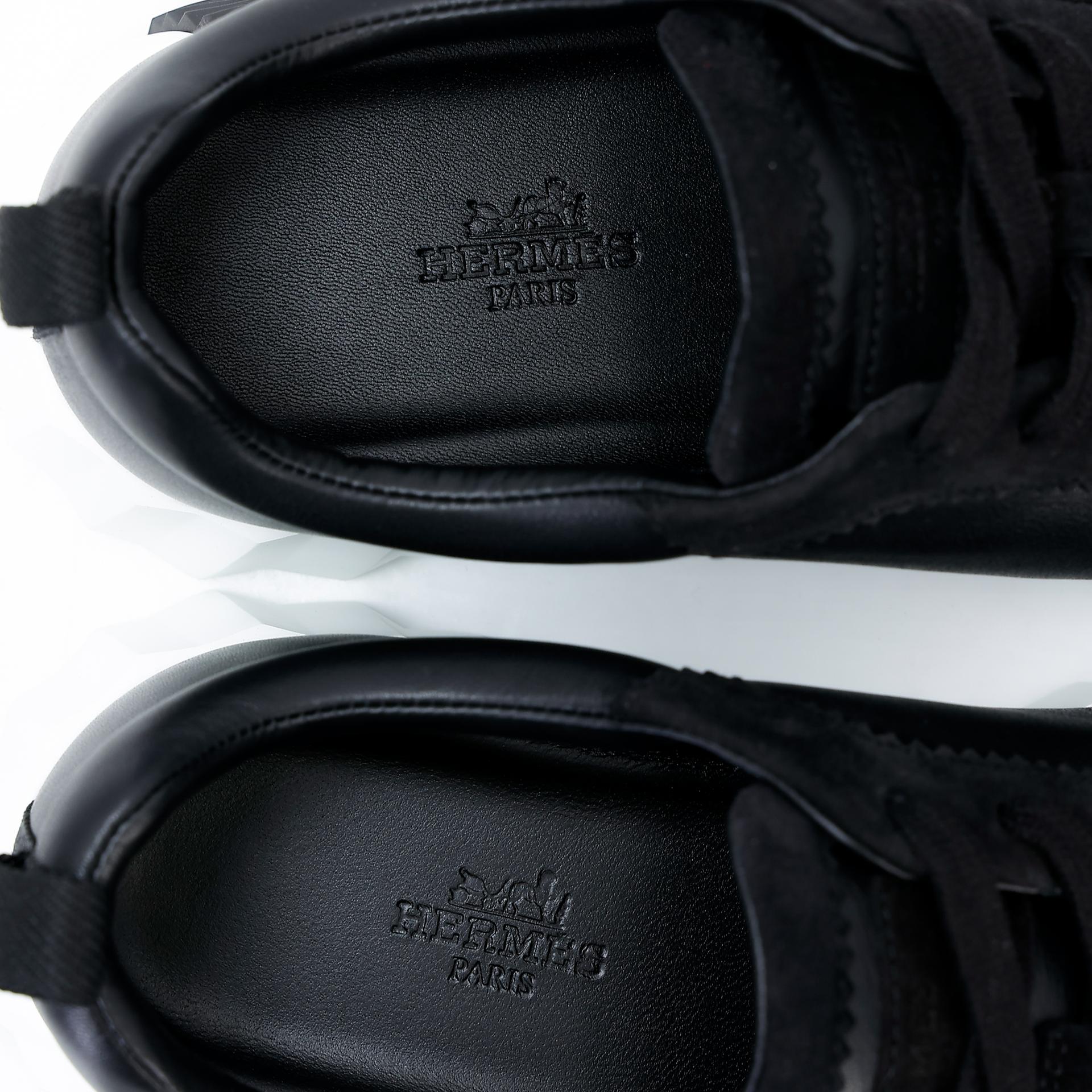 Brand New ( Rank N ) HERMÈS Sneakers Bouncing Black (89) Chevre - 9