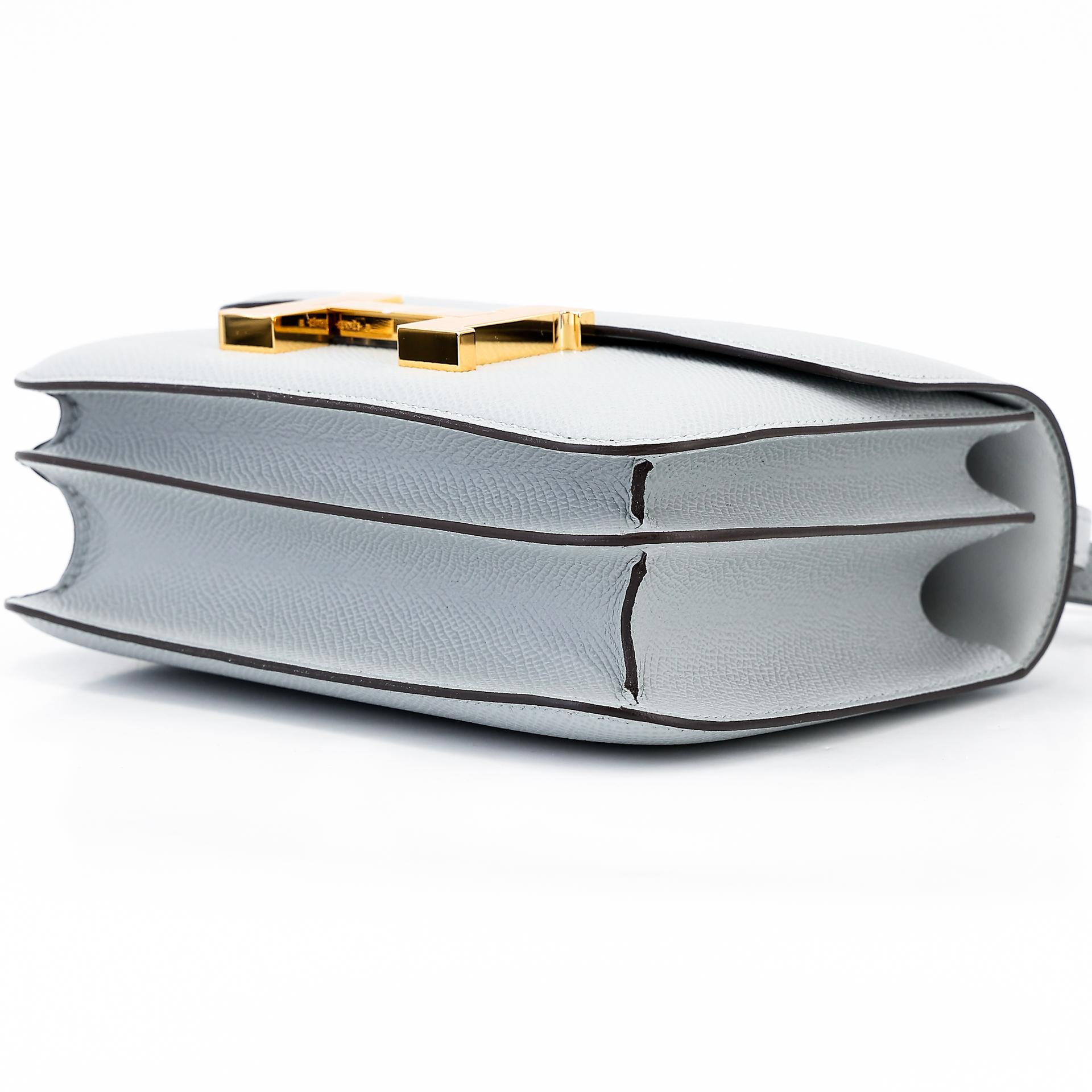 Brand New ( Rank N ) HERMÈS Constance Mini Bleu Glacier (8U) Epsom Gold hardware W (2024) - 4